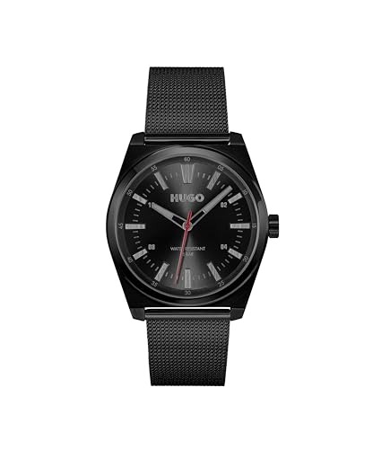 Detalle de HUGO #Ark 1530440, reloj de cuarzo para hombre con brazalete milanés negro