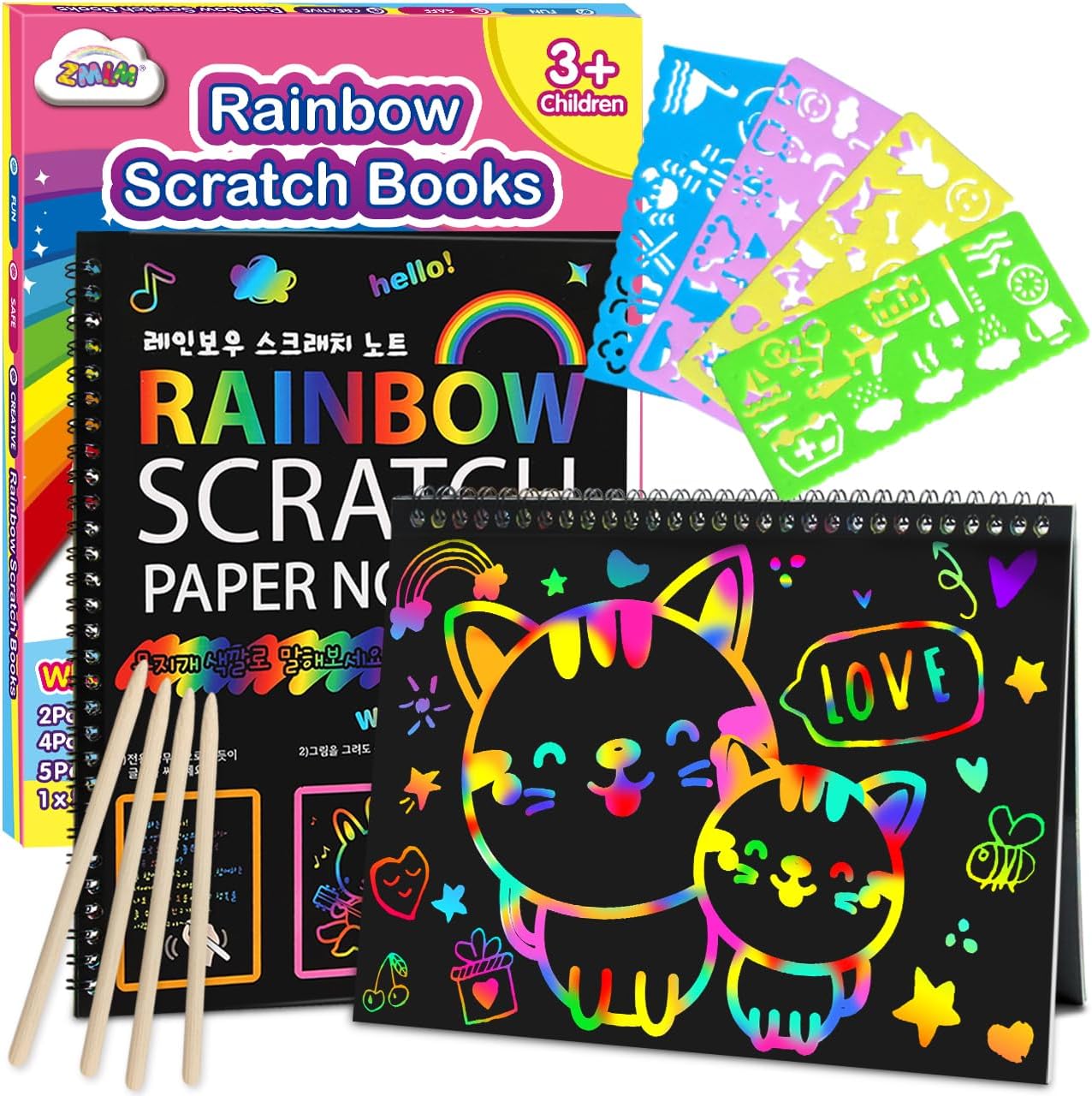 Detalle de ZMLM Rainbow Scratch Notebook 2-Pack 🎨