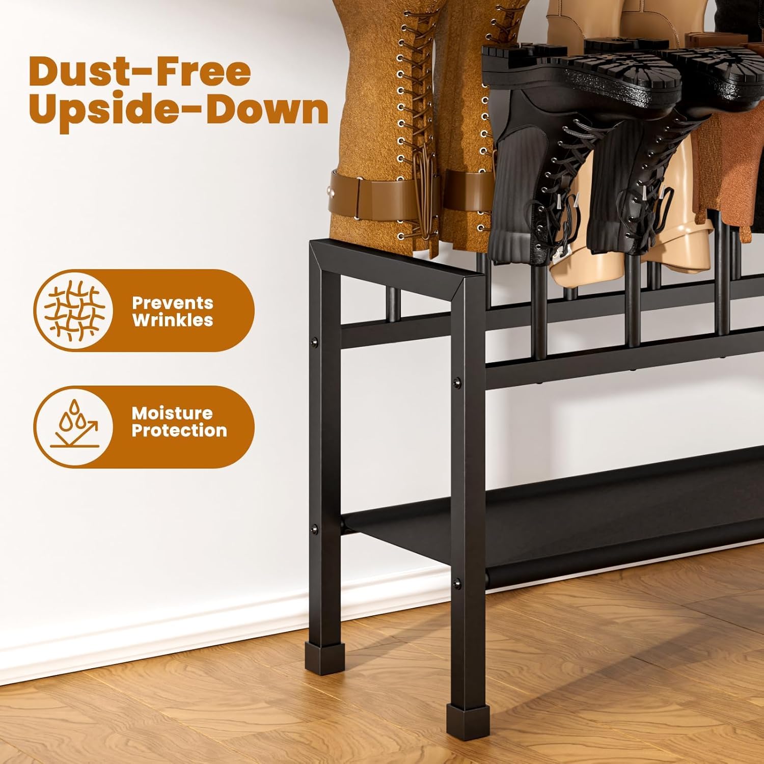 Detalle de Mavivegue 2-in-1 Boot Rack & Shoe Rack: Compact, Detachable 2-Tier Storage for Boots and Shoes