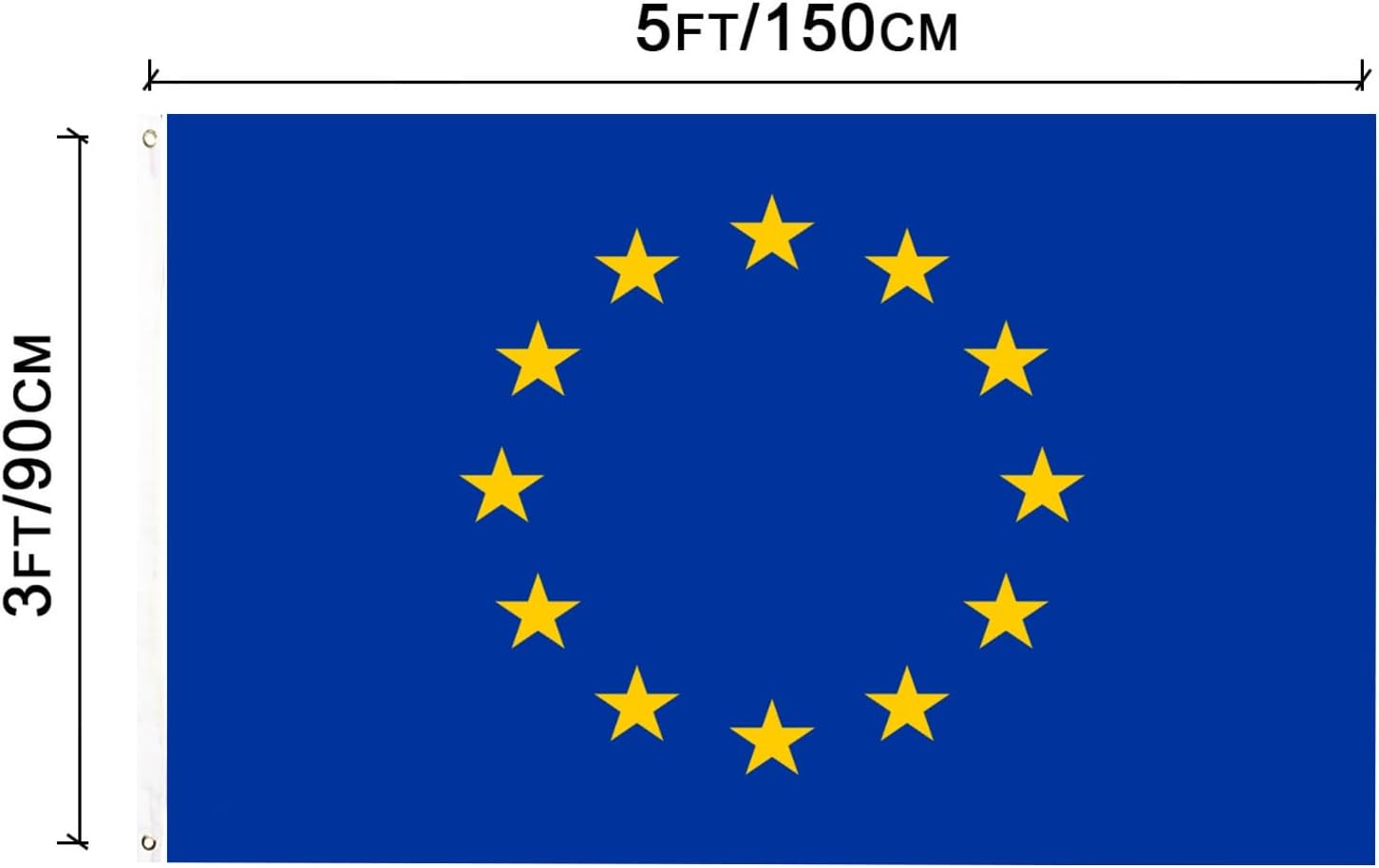 Detalle 2 de TCTOHZNG ljpl00331 – flaga UE 90 × 150 cm z poliestru, 2 mosiężne oczka
