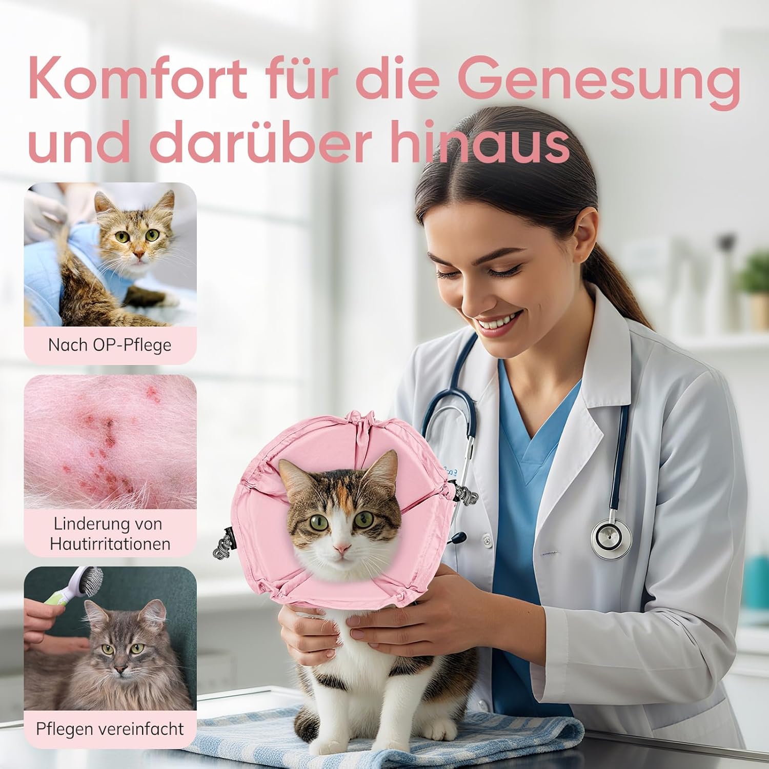 Thumbnail 6 de Supet Weiche Halskrause für Katzen – verstellbar, rosa Blume, Größe M