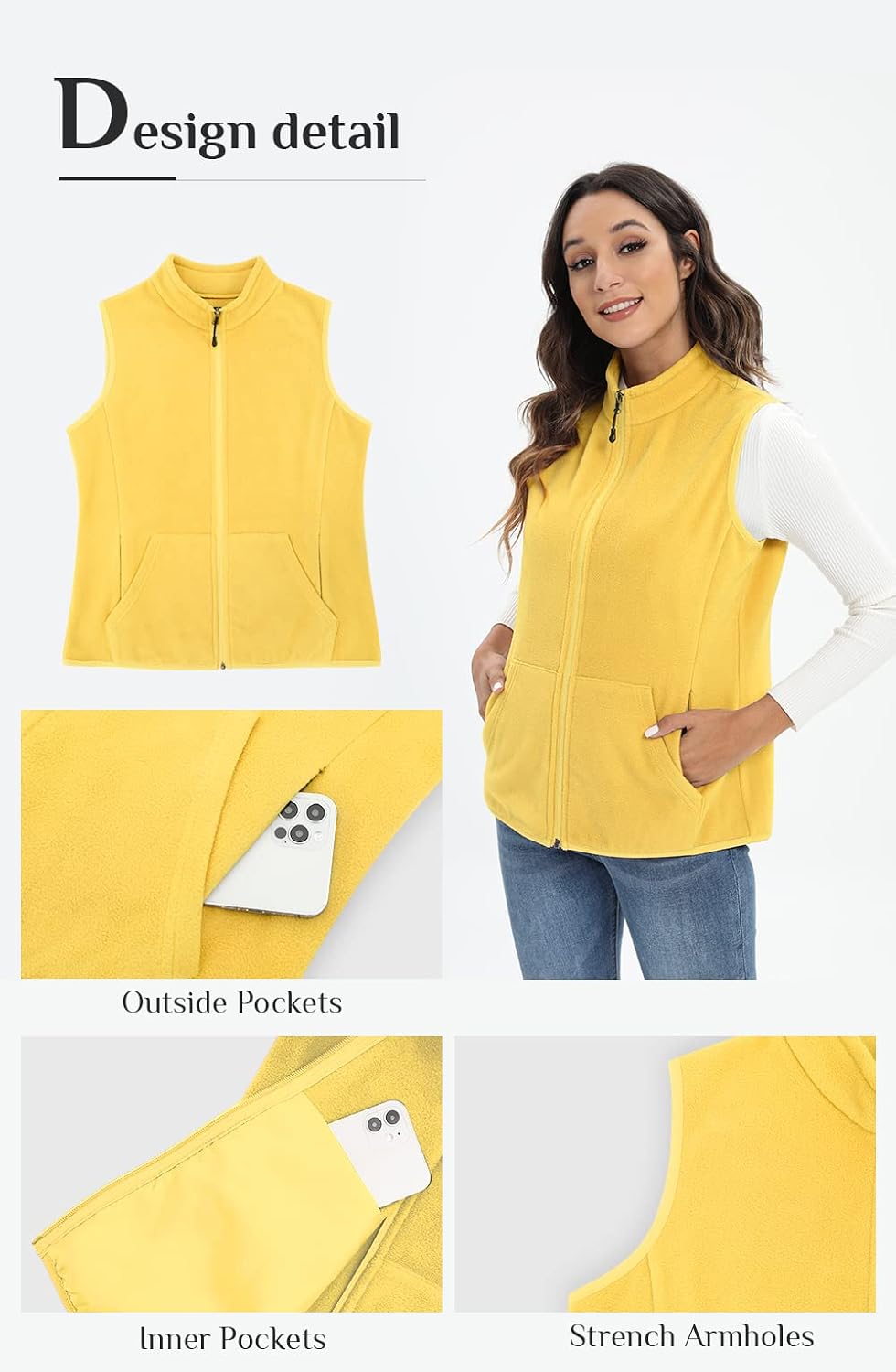 Detalle de Xeoxarel Women's Fleece Vest, 6 Pockets, Sizes XS-XXL