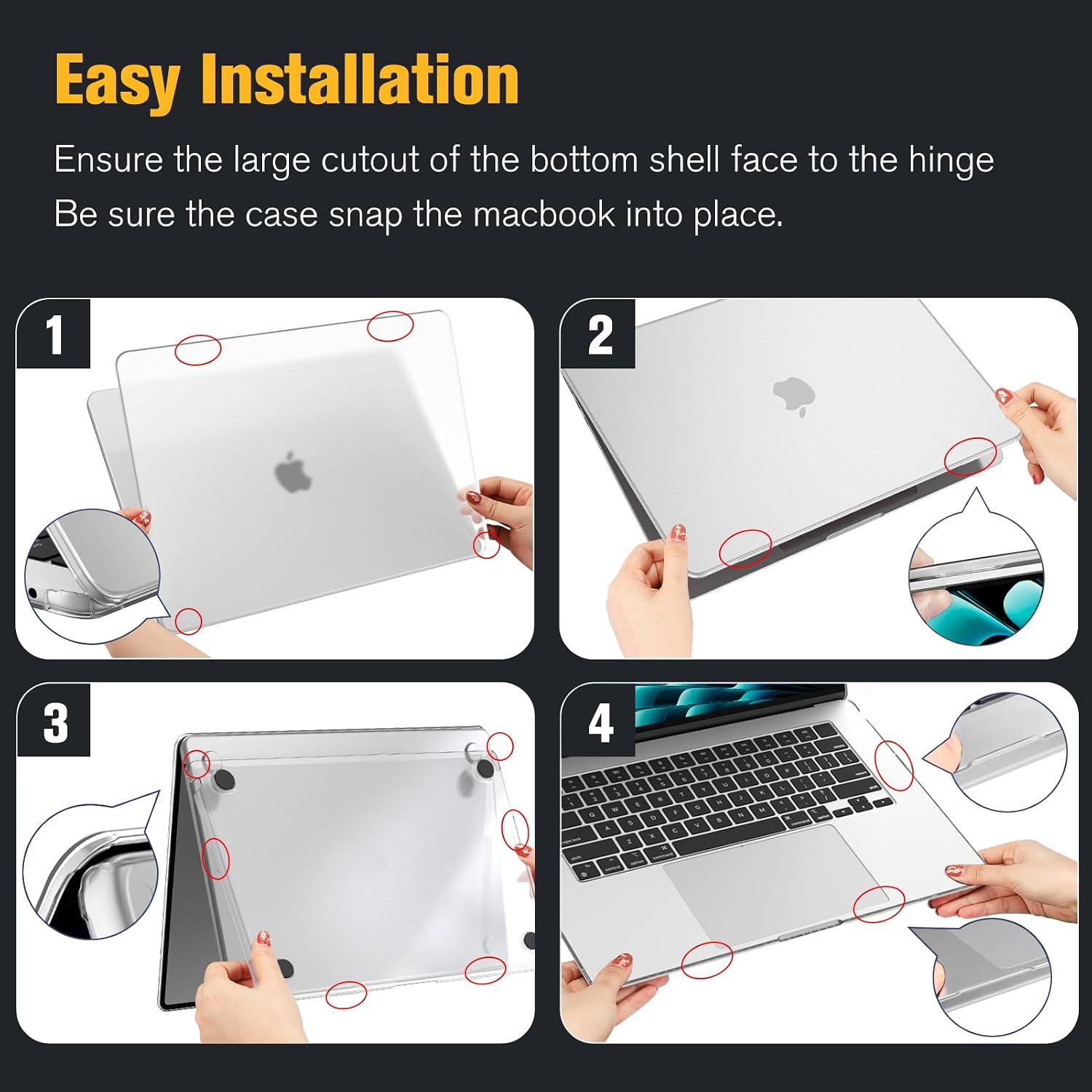 Thumbnail 6 de Fintie Hülle für MacBook Air 15 Zoll (M5–M2, 2026–2023) A3448/A3241/A3114/A2941 – matte Hartschale, transparent
