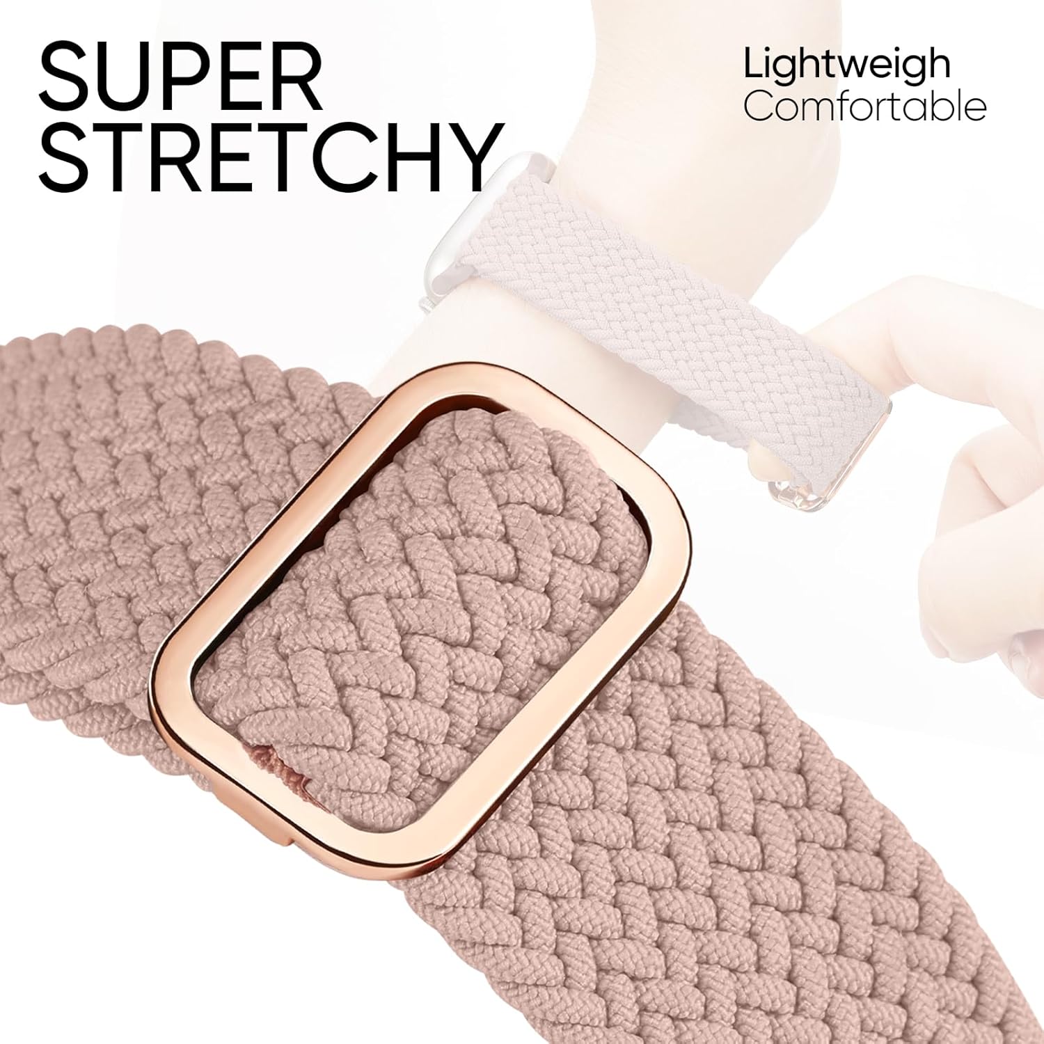 Detalle de Superuper 8-Pack Braided Loop Elastic Strap Compatible with Apple Watch (38–49mm)