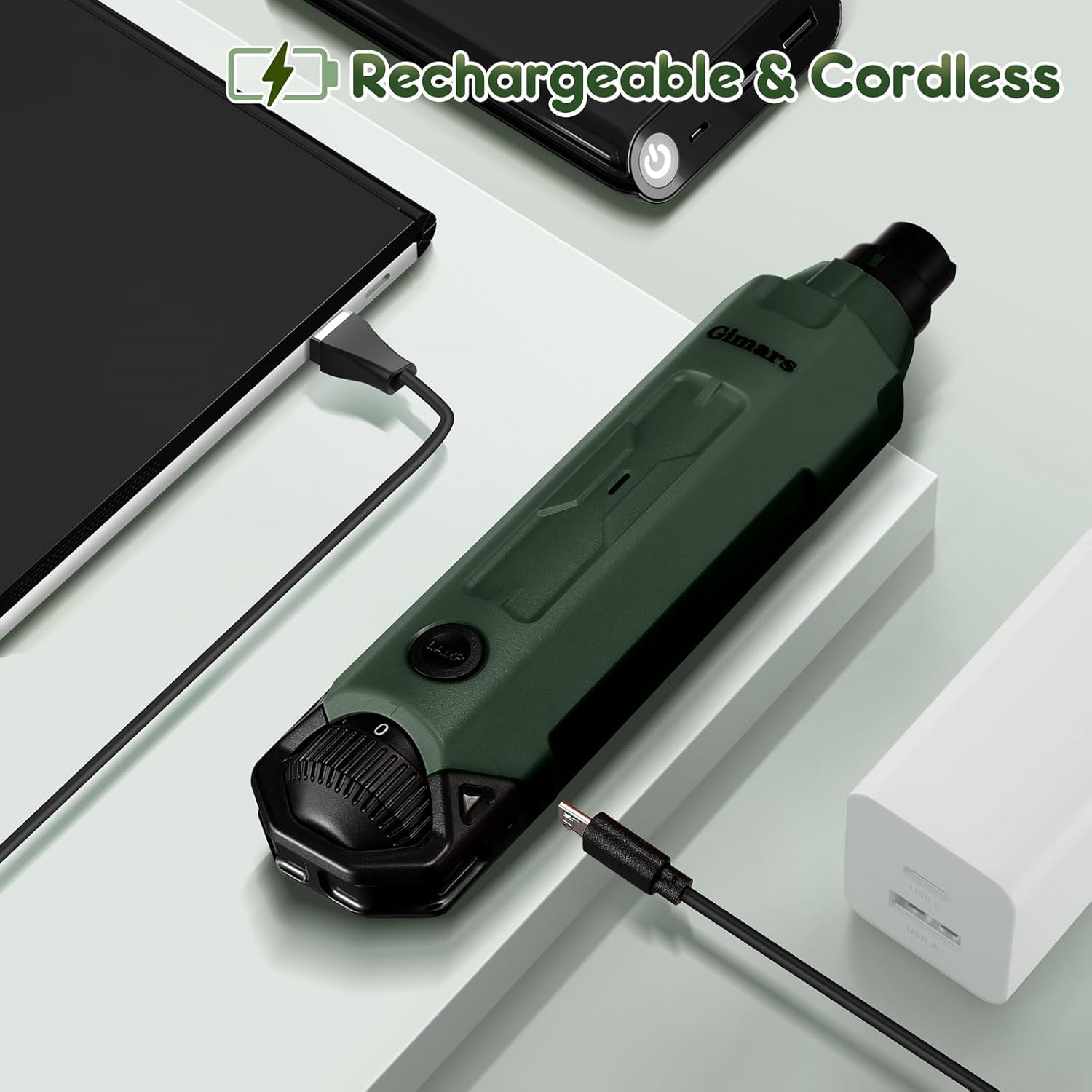 Detalle 2 de Gimars Lime à Ongles pour Chien Réglable 6 Vitesses avec Double LED et Recharge USB