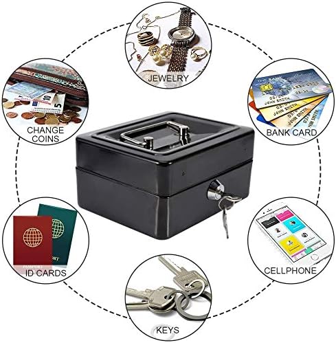 Thumbnail 6 de xydled XYD-QX-KL-M-8011 Cash Box with Key Lock, Removable Tray, Black