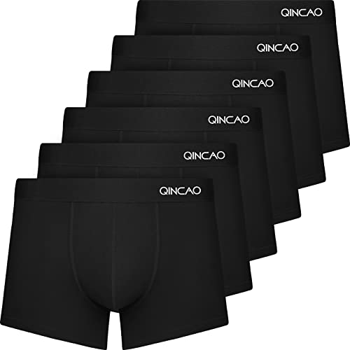 Detalle de QINCAO Boxers Homme Lot de 6 Coton sous-vêtement Fitted Trunk Noir L – Doux, Confort et Bon Rapport Qualité-Prix