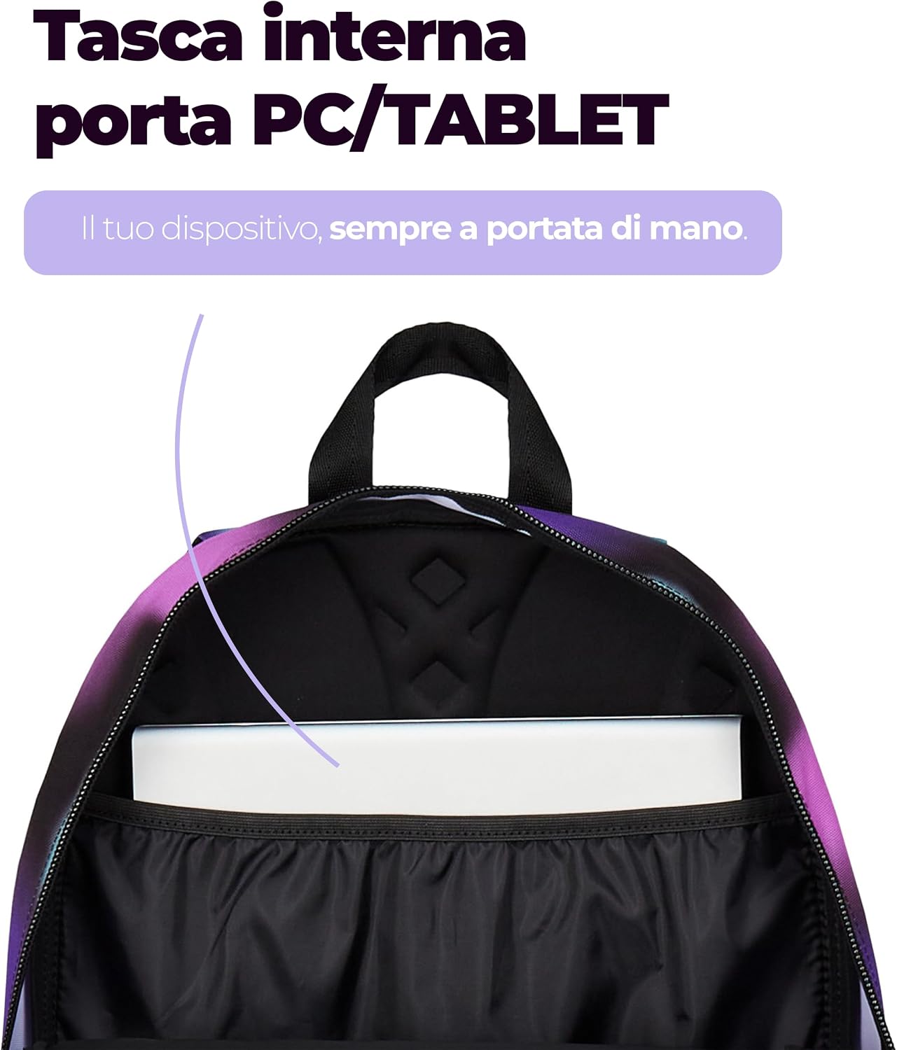 Thumbnail 6 de Seven Freethink Zaino Scuola Media Ragazza - Doppio Scomparto, 34 L, nero viola