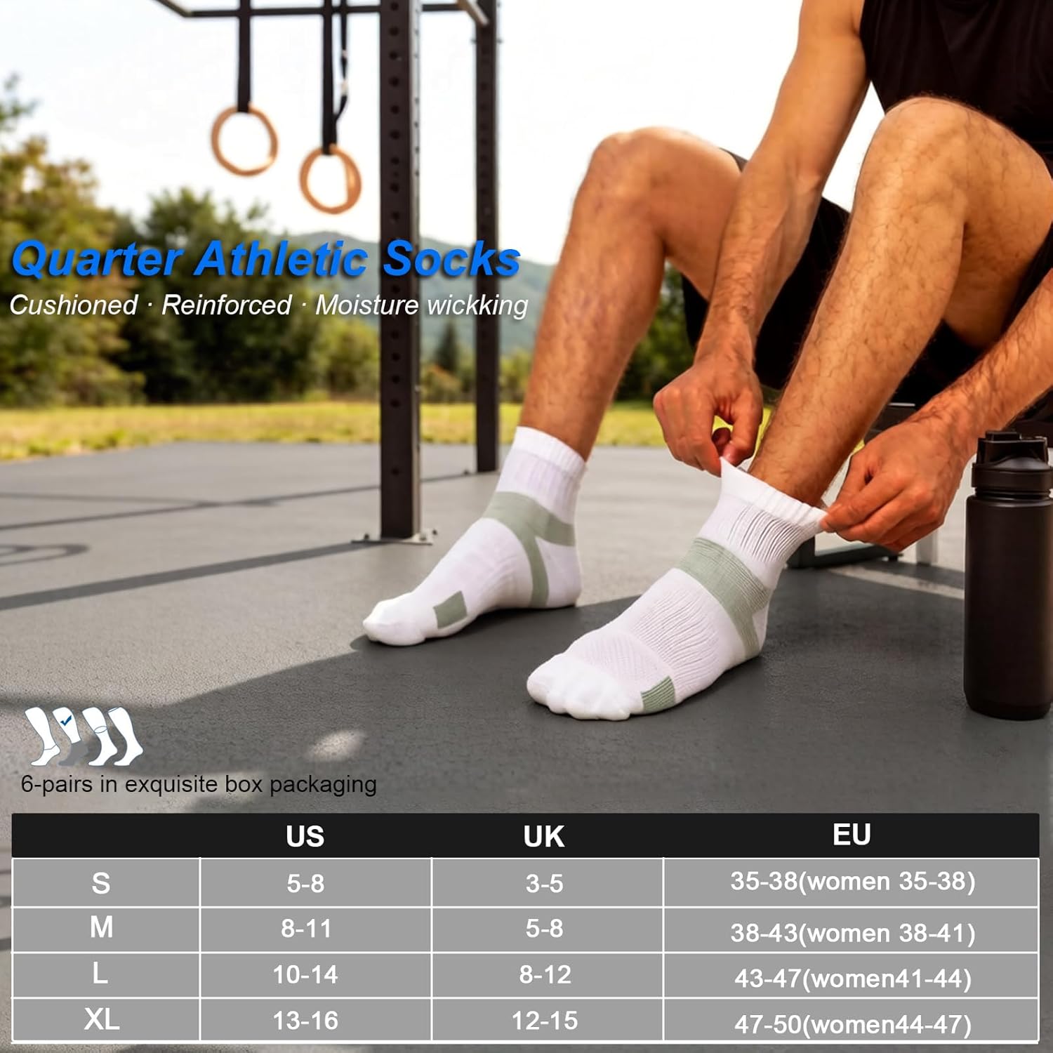 Thumbnail 5 de PERMANENTLY001 6-Paar Knöchel-Kompression Sportsocken – gepolstert, rutschfest und atmungsaktiv