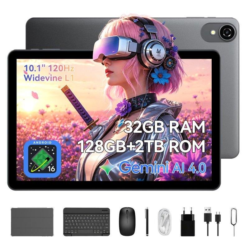 Detalle de ExcitPower W80: tableta 10,1” con 4G, 8 GB de RAM y 128 GB de almacenamiento en gris