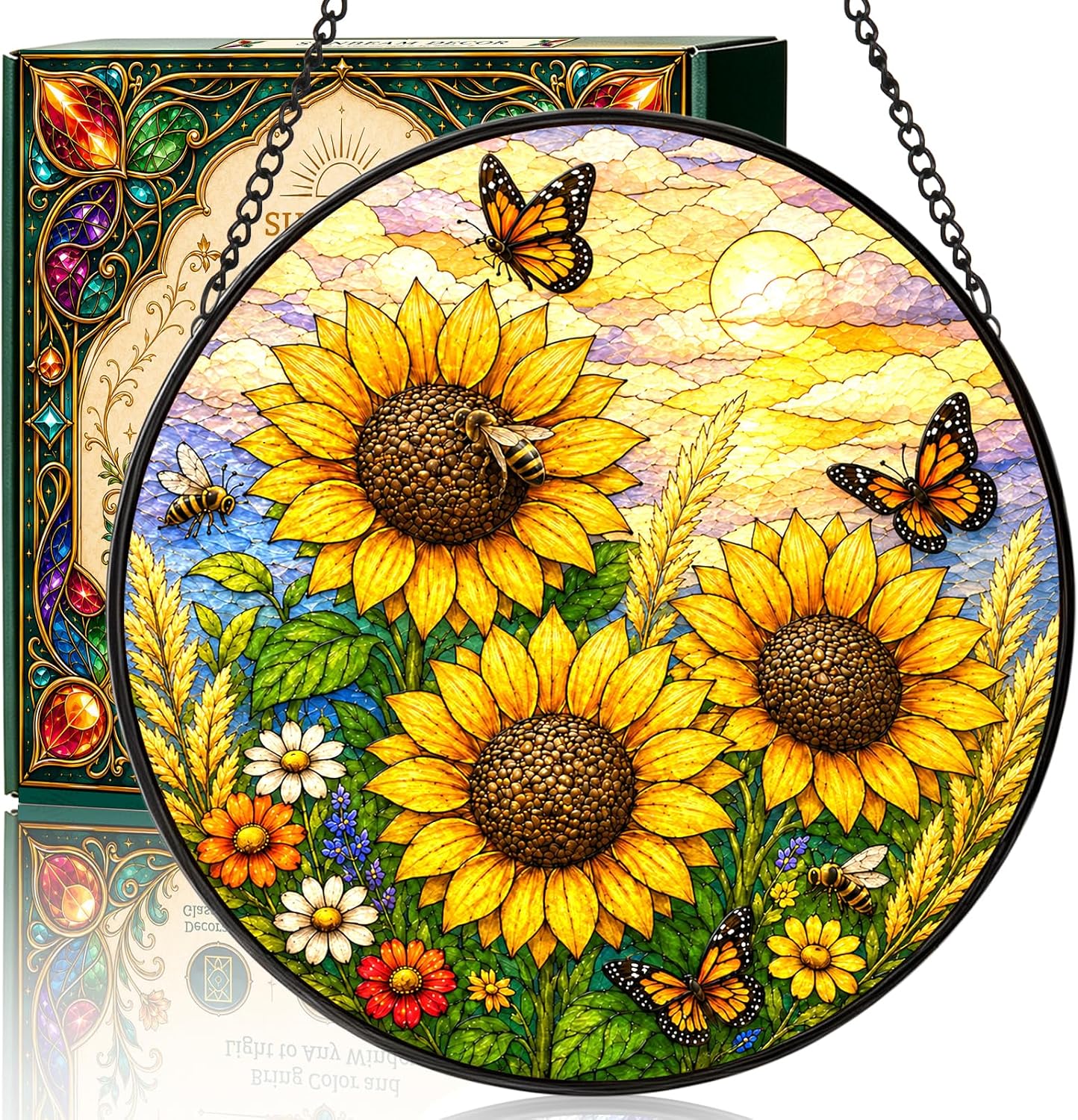 Detalle de Stained Glass Suncatcher, 7.8-Inch Round