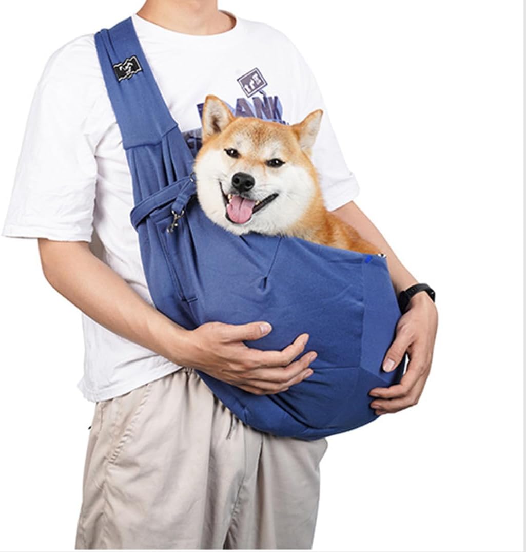 Detalle de CYBERNOVA Small Pet Sling Carrier for 3-15lbs: Hand-Free Travel for Cats and Dogs (Blue)