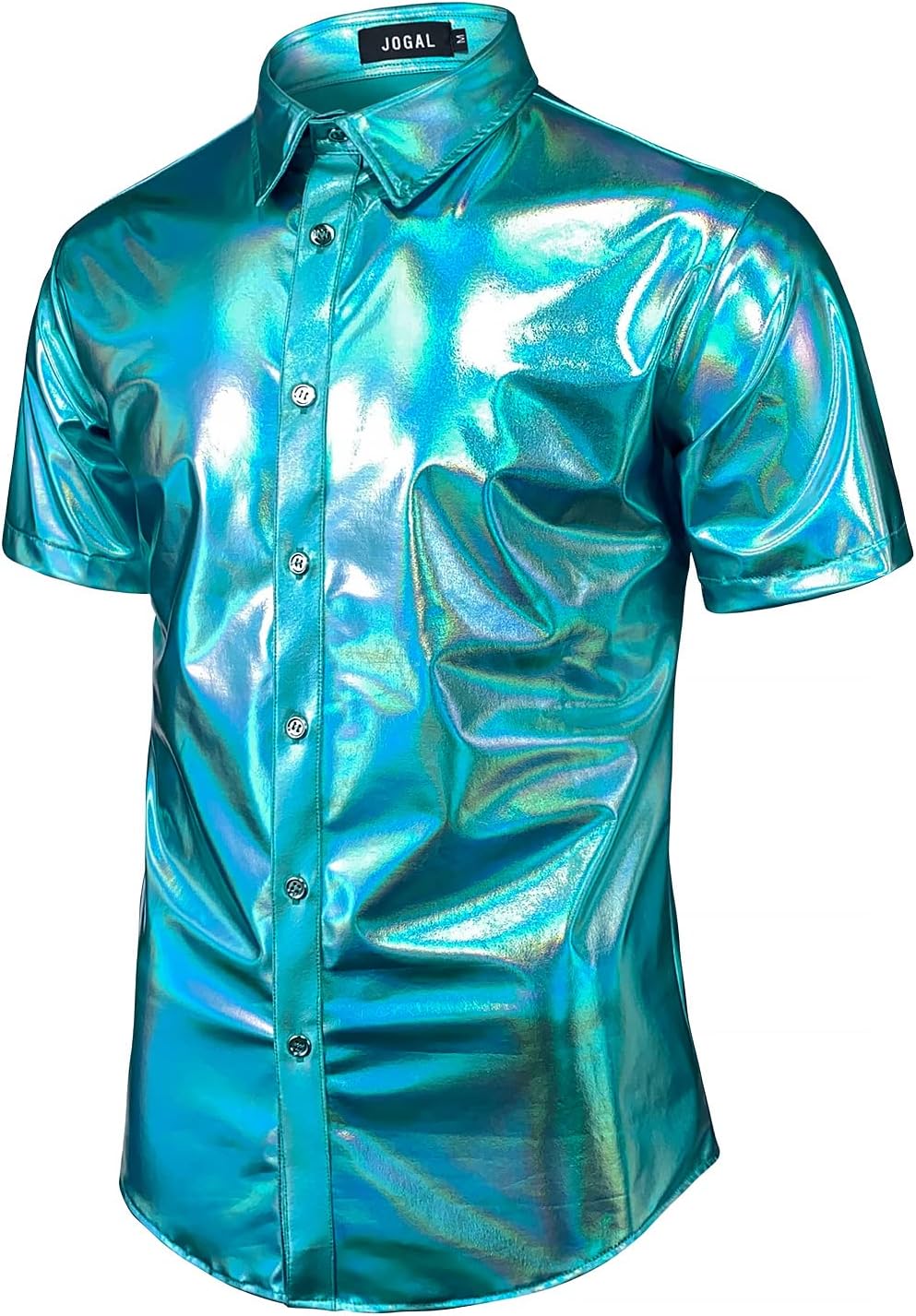 Detalle 2 de JOGAL Metallic Glänzend Bronzing Hemd für Party 🎉