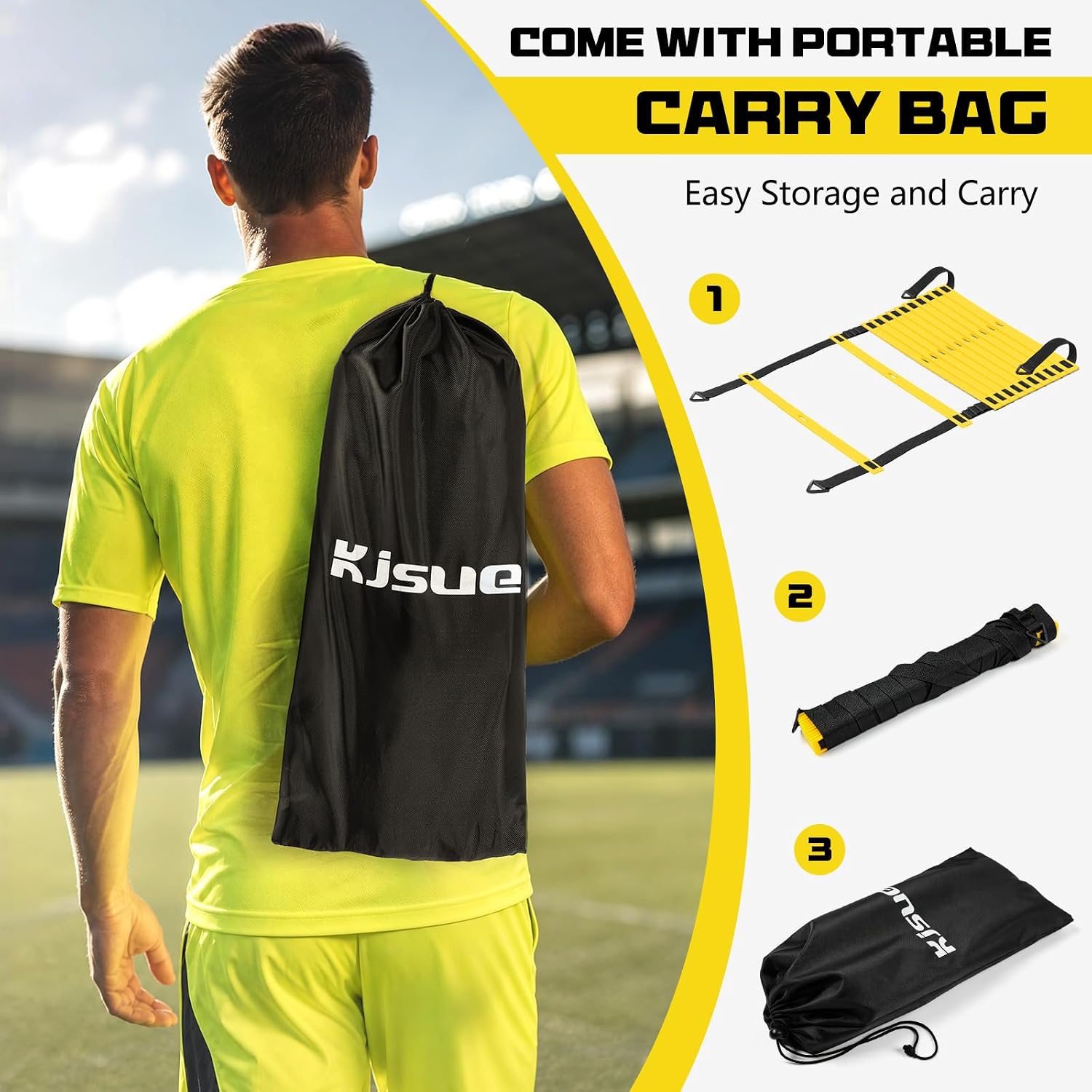 Detalle 2 de KJSUE 2-Pack Agility Ladder Set with Adjustable Rungs, Cones and Stakes