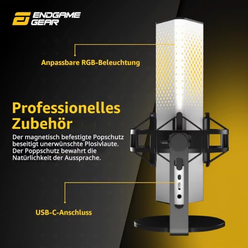 Detalle de ENDGAME GEAR XSTRM USB Mikrofon – Studioqualität für Streaming, Podcast & Aufnahmen