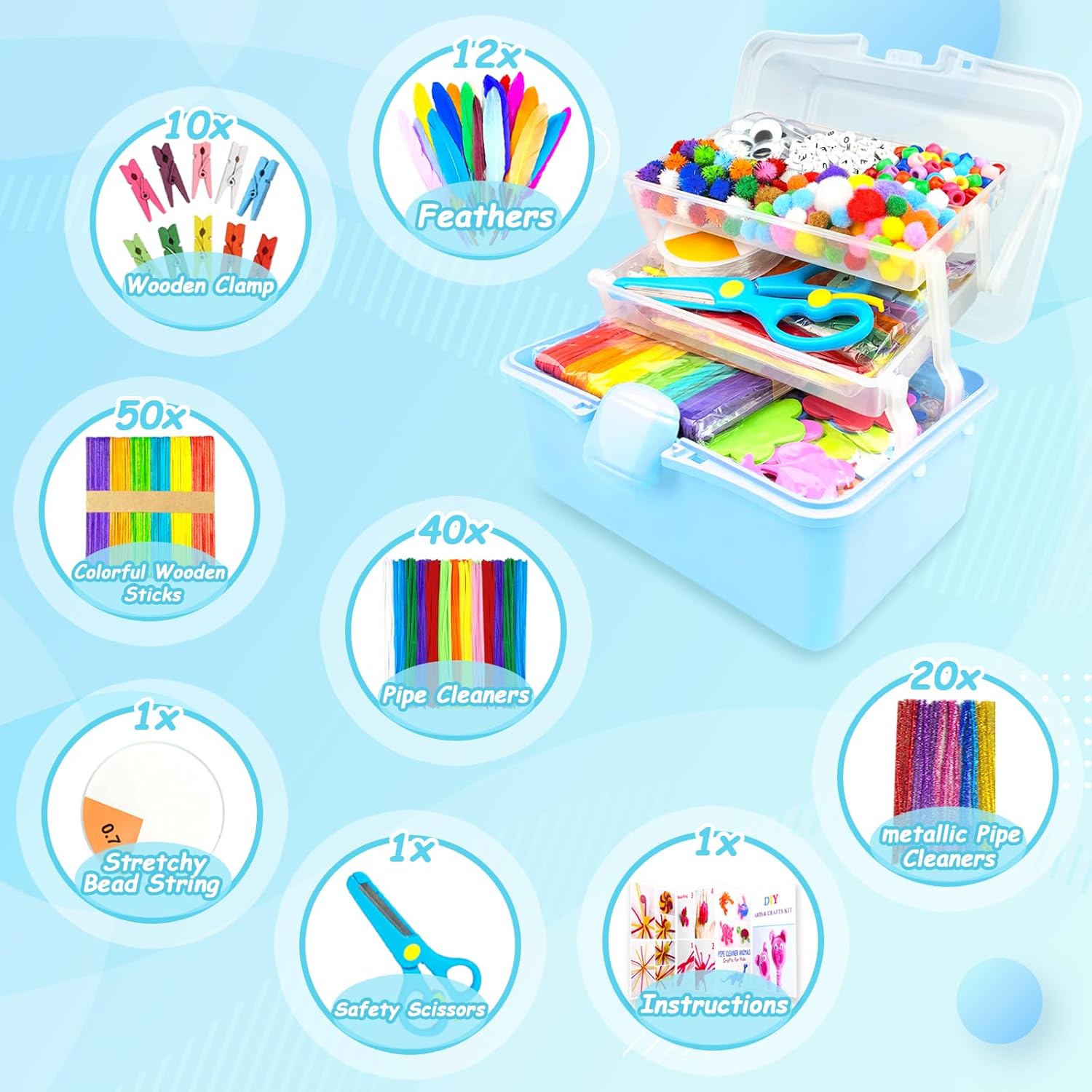 Thumbnail 2 de BNUZEIYI 3000-piece Kids Craft Kit in a storage box (blue) for ages 4–6, 6–8, 8–12
