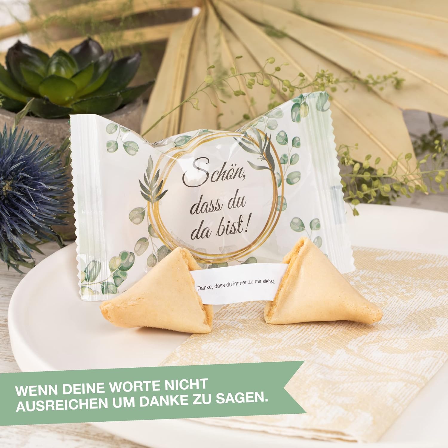 Thumbnail 4 de FOOD crew 250 Glückskekse „Schön dass du da bist“ – einzeln verpackt, vegan als Gastgeschenk