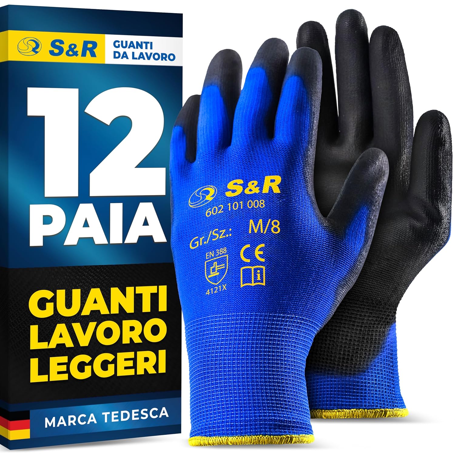 Guanti da Lavoro S&R Taglia 8 12 Paia 🧤