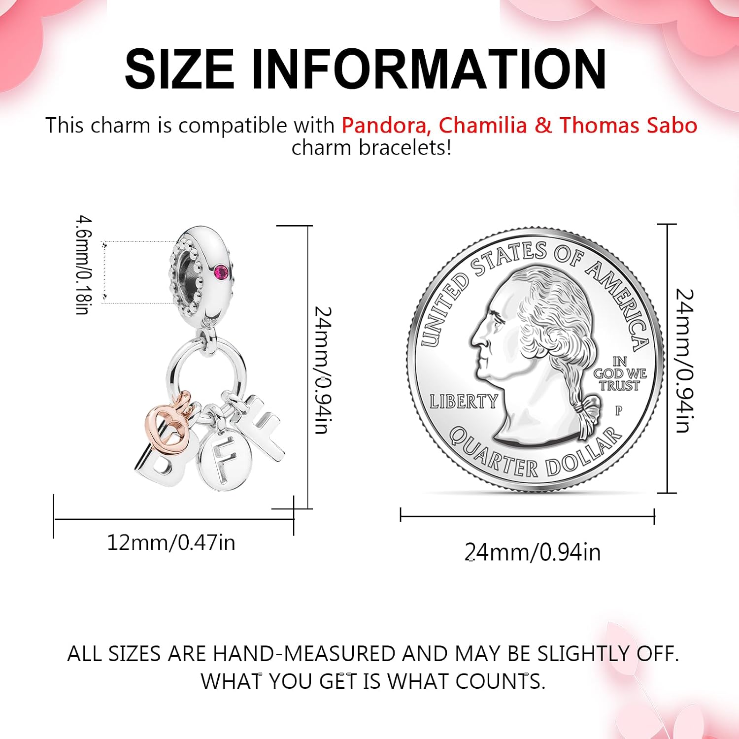 Detalle 2 de LMLMECREA Charms Anhänger aus 925 Sterling Silber (BFF) für europäische Armbänder