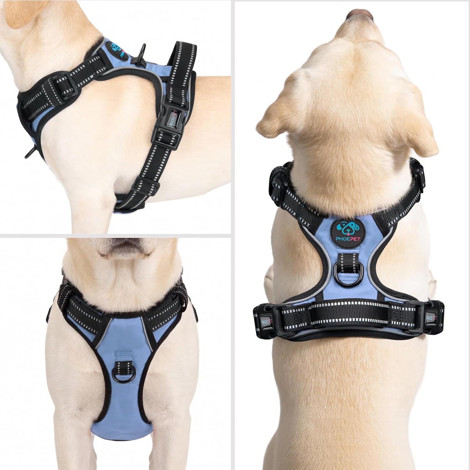 Thumbnail 1 de PHOEPET D2090 No-Pull Dog Harness, Small Baby Blue, Reflective Dual Clips