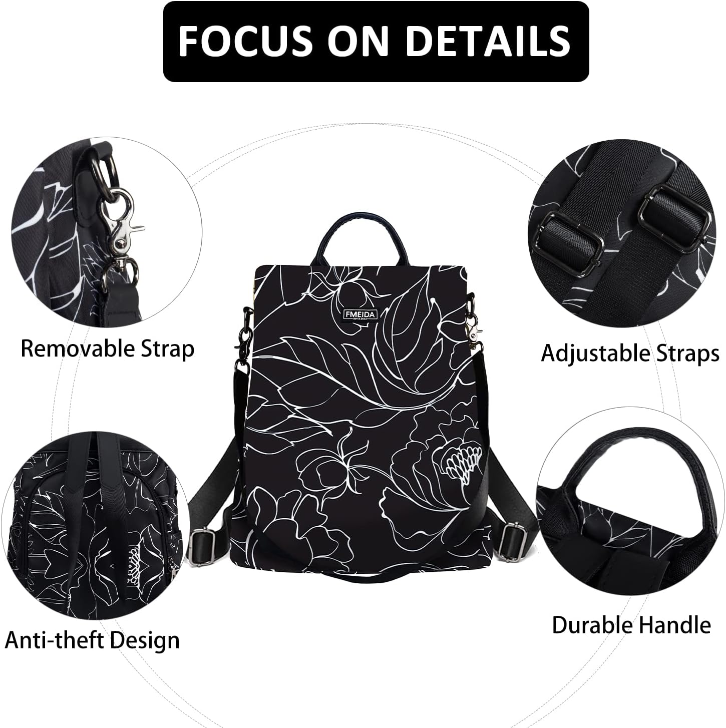 Thumbnail 4 de Fmeida anti theft backpack rucksack 32cm