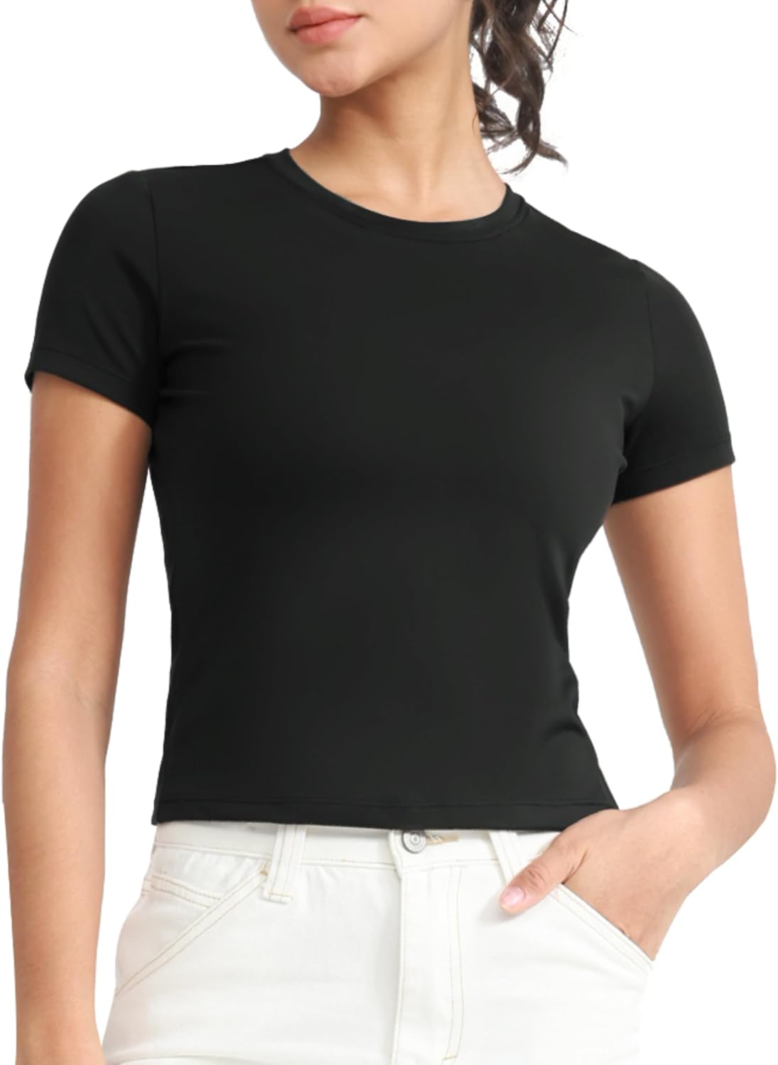 Thumbnail 1 de THE GYM PEOPLE women’s slim fit short sleeve gym tops (breathable, moisture-wicking)