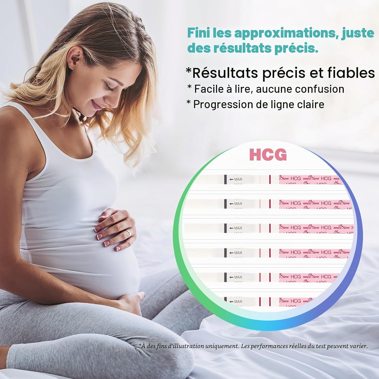 Detalle de Easy@Home Kit de bandelettes d'ovulation et de grossesse – 25 tests d'ovulation, 10 tests de grossesse et 35 gobelets