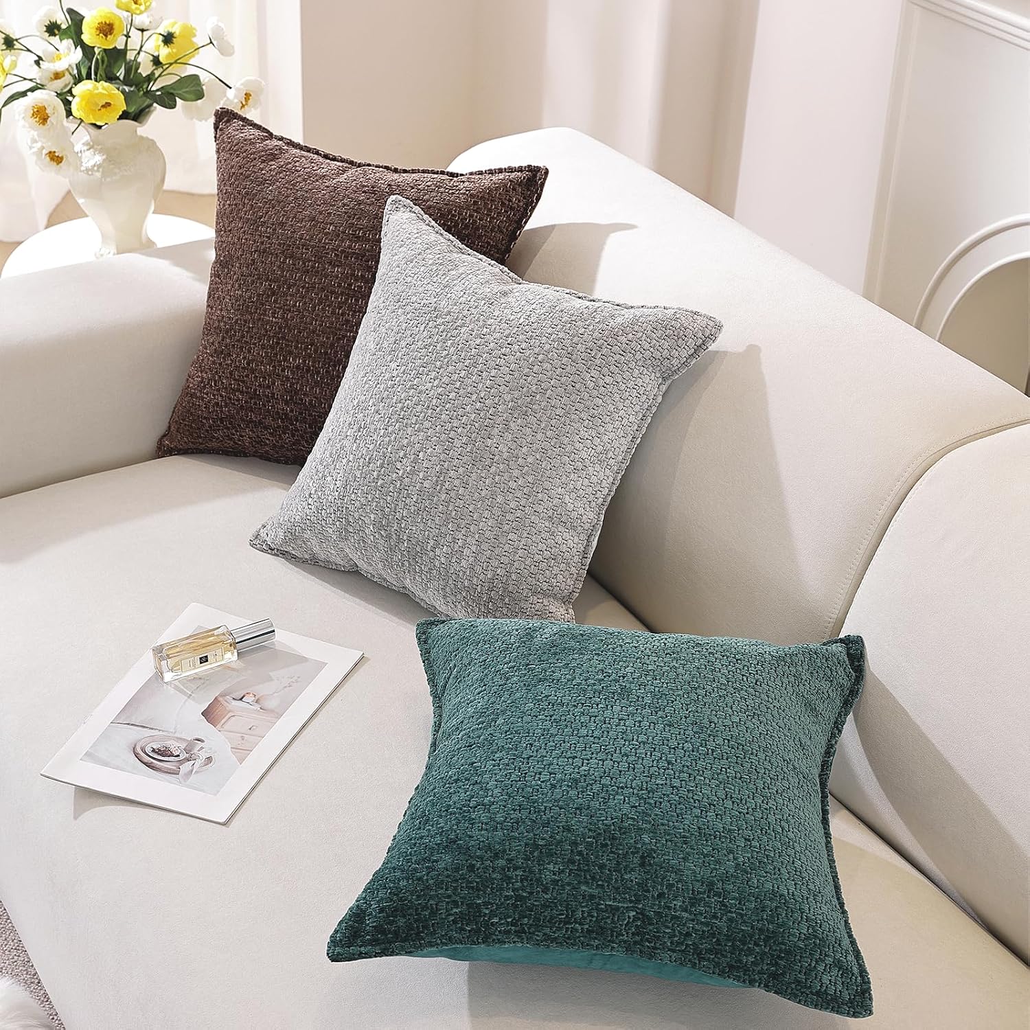 Thumbnail 6 de YSTELLAA Housse Coussin 45x45 Chenille Lot De 2