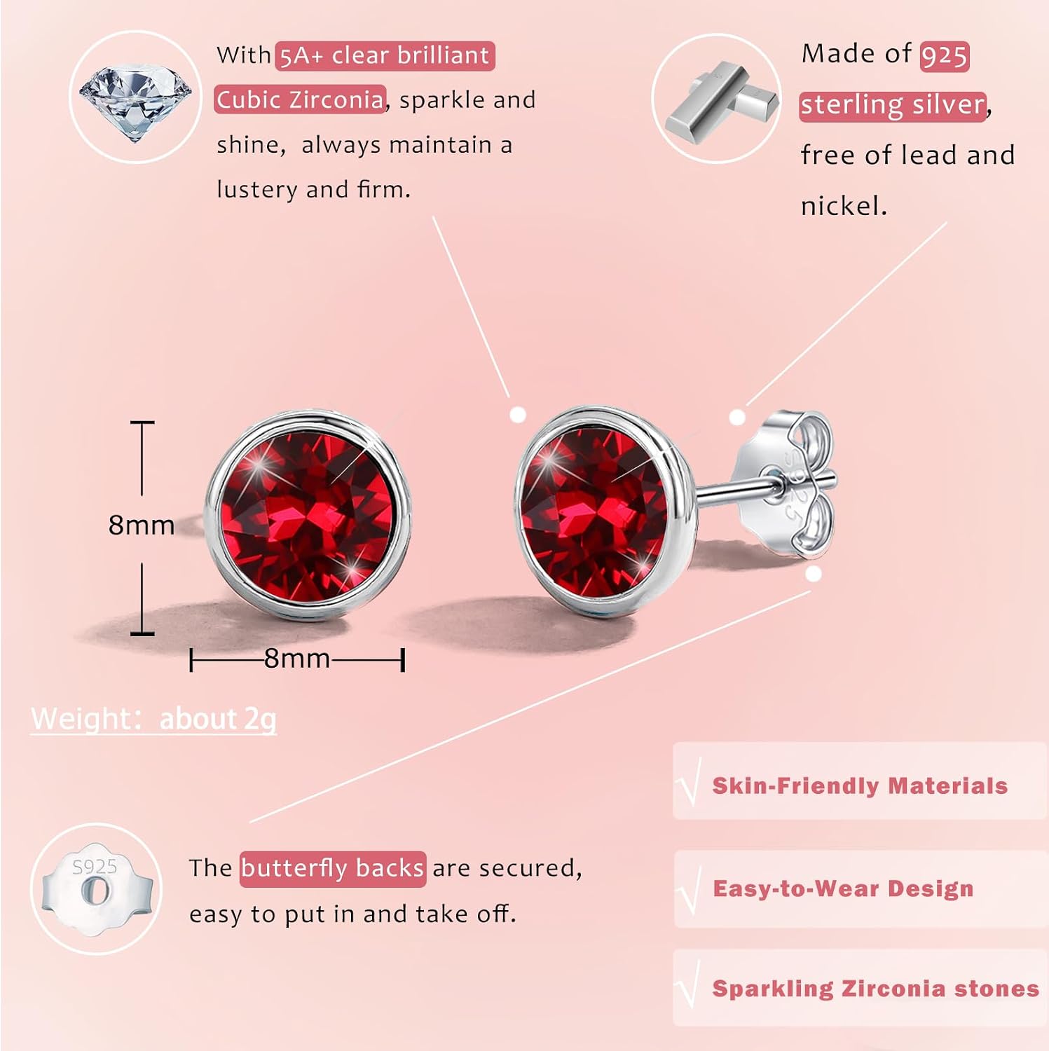 Thumbnail 2 de Hasnsofie Silber Ohrstecker 925 Ohrringe, 925 Sterling Silber 8mm Rund Klein Ohrstecker Ohrringe, Unisex Silber Ohrringe für Damen Herren Schwarz/Lila/Aurore Boreale/Blau/Rot/Weiß/Grün
Hasnsofie Silber Ohrstecker 925 Ohrringe, 925 Sterlin…