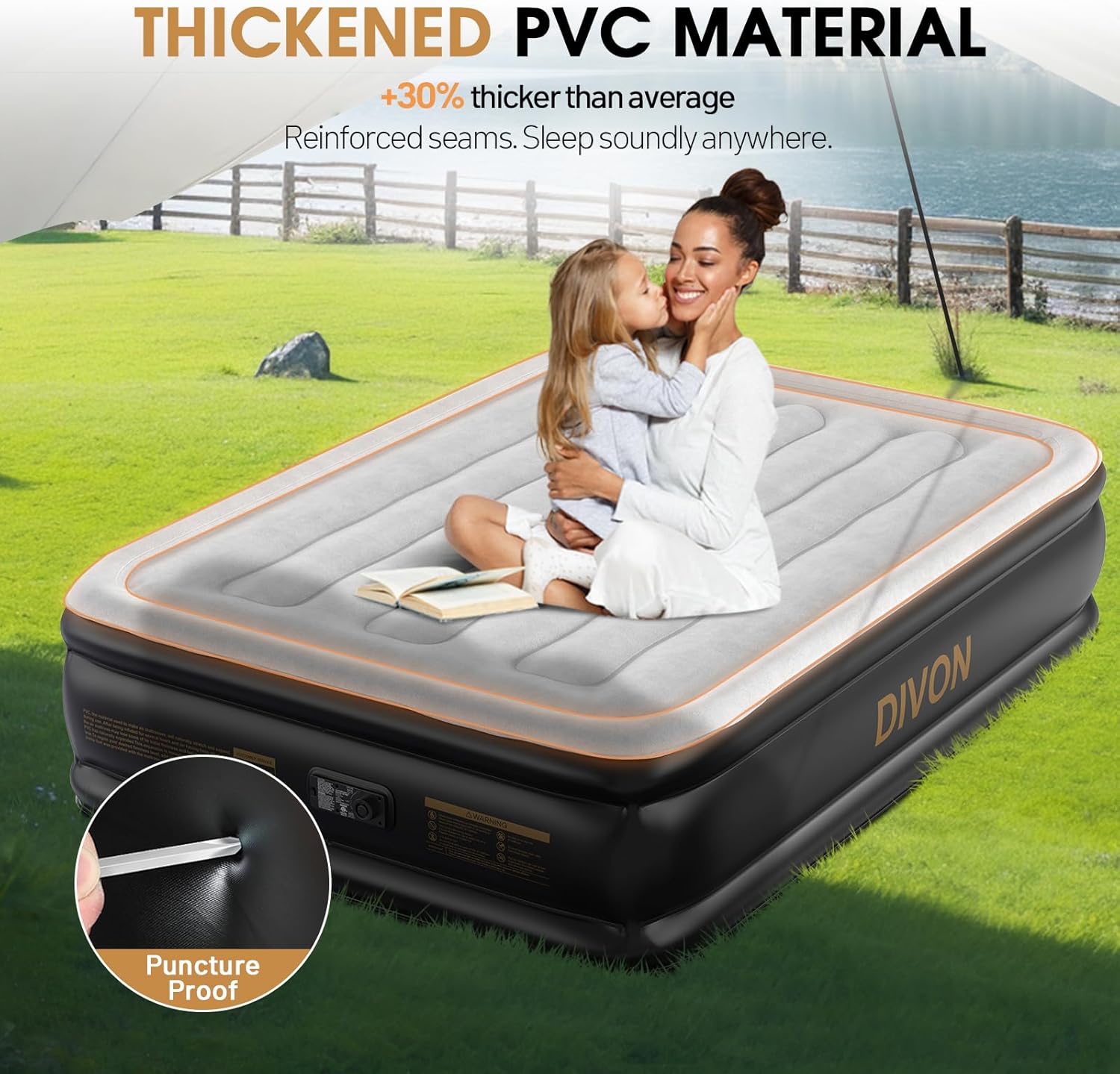 Detalle 2 de DIVON Air Mattress Full 18" Built-In Pump ⛺