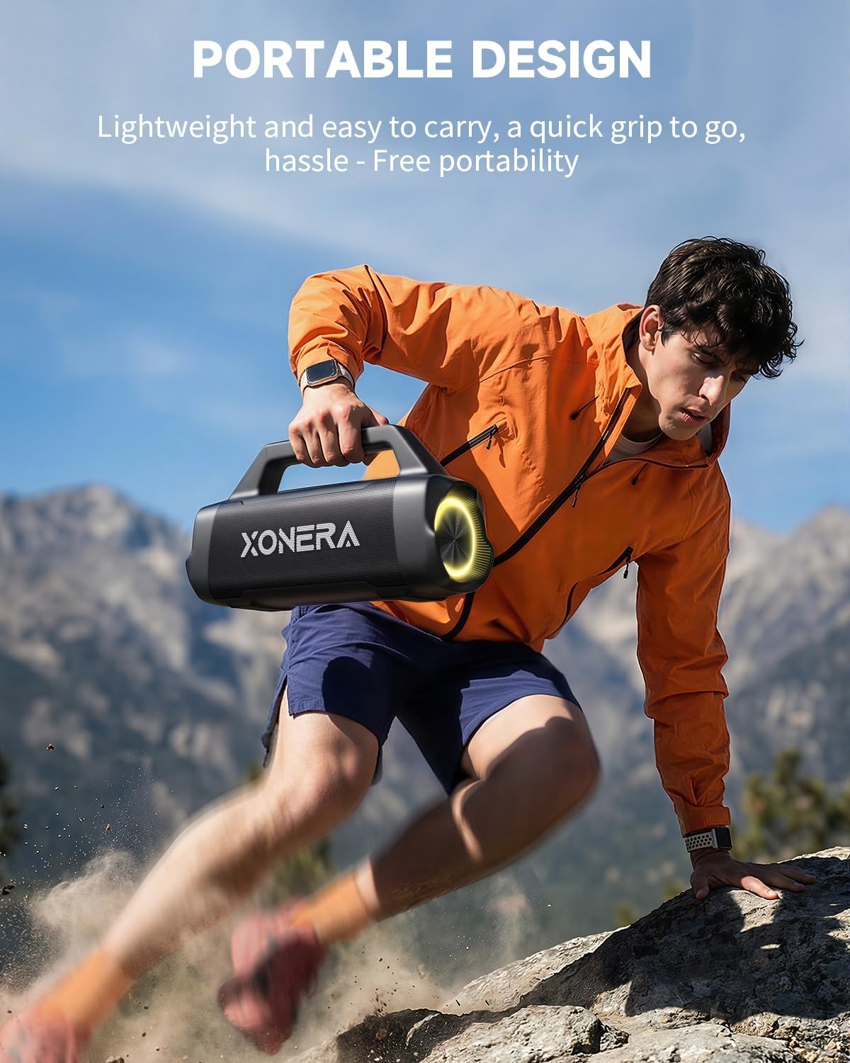 Detalle de Xonera Bluetooth Outdoor Speaker (80W Peak) with 20H Playtime, IPX6 Waterproof, TWS, BT5.3 — Black