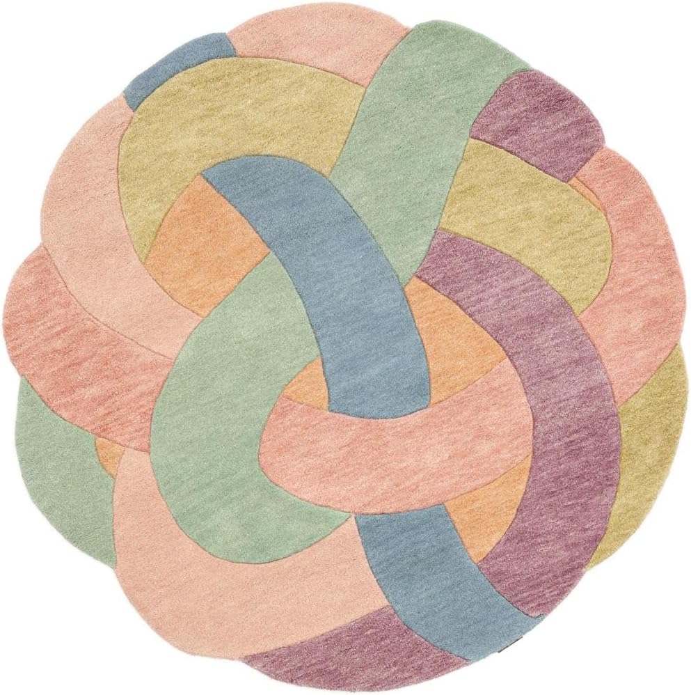 Detalle de RugVista Colorful Knot Kids Rug, 100 x 100 cm, medium pile, Oeko-Tex 100