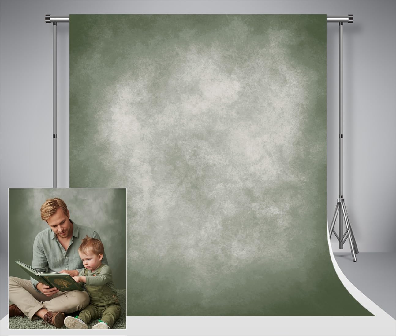 Detalle de Kate 1,5 × 2,2 m Hintergrund in Rauchgrau/Grün für Fotografie