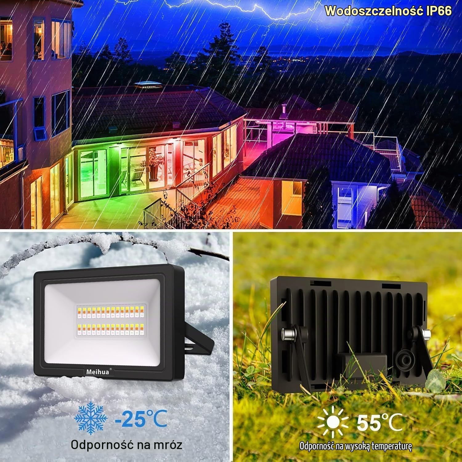 Detalle 1 de MEIHUA RFLB035 reflektor LED RGB 35 W, IP66, pilot i timer