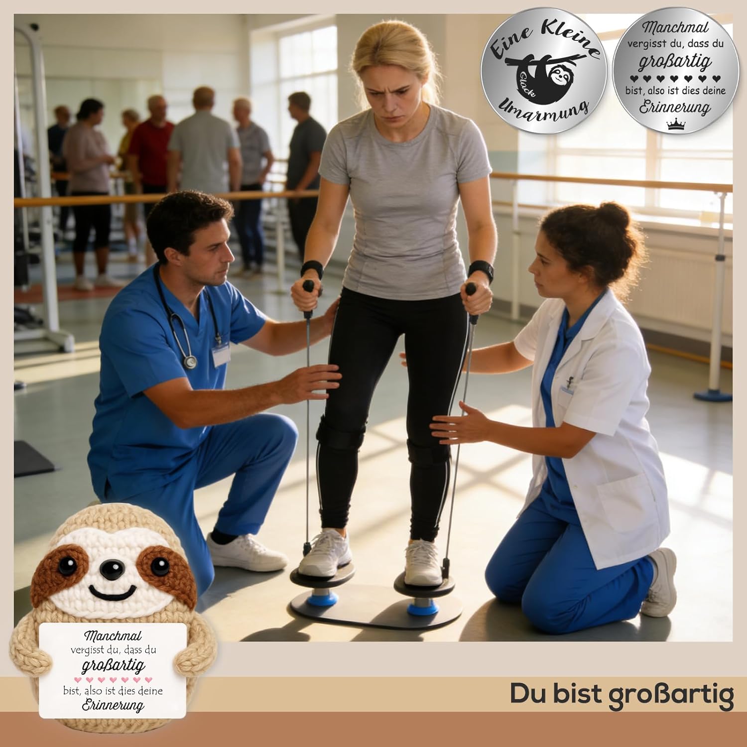 Detalle 2 de Tixlux Pocket Hug Anti Stress Faultier – Handgefertigte Stresshilfe zum Mitnehmen