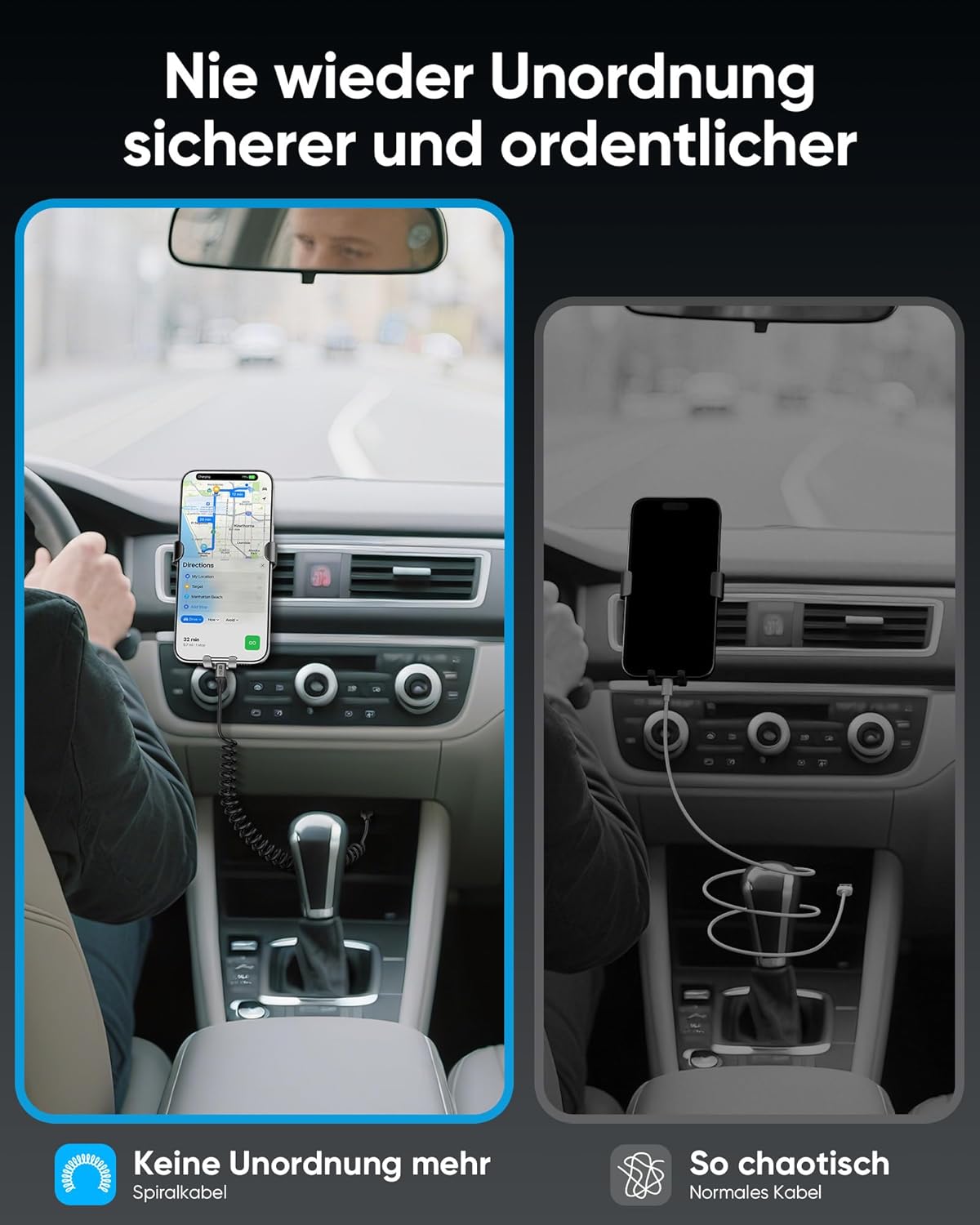 Thumbnail 3 de SUNGUY USB-C Spiralkabel (1,8 m, dehnbar 0,5–1,2 m) für Android Auto & CarPlay