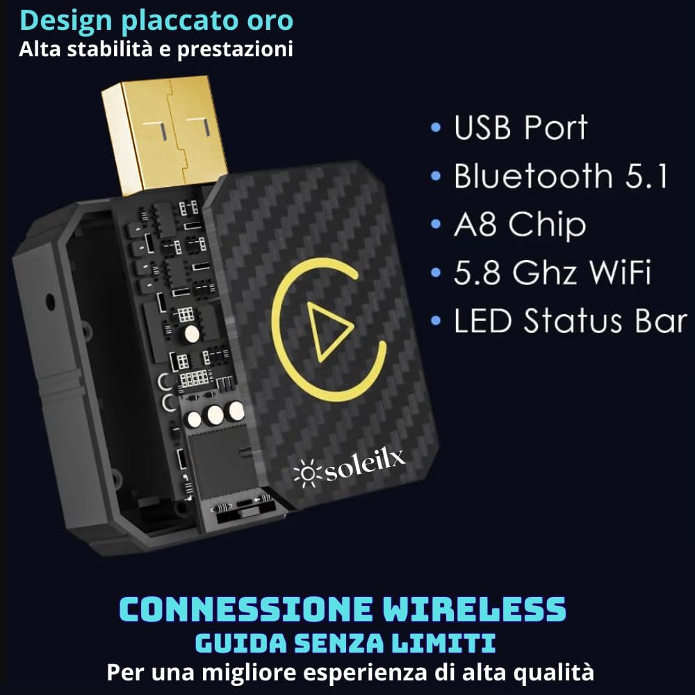 Detalle de soleilx Q1M Adattatore Wireless CarPlay Android Auto