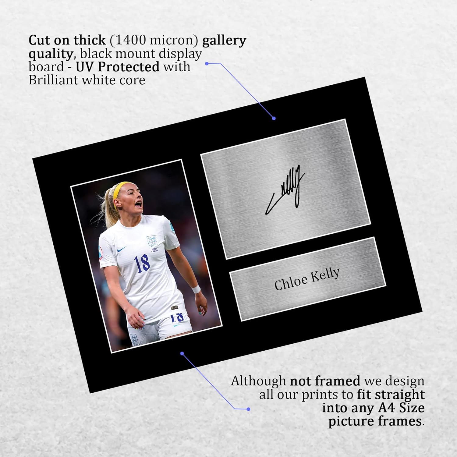 Thumbnail 2 de HWC Trading A4 Chloe Kelly Women’s England signed autograph picture (unframed print on mount) for football fans