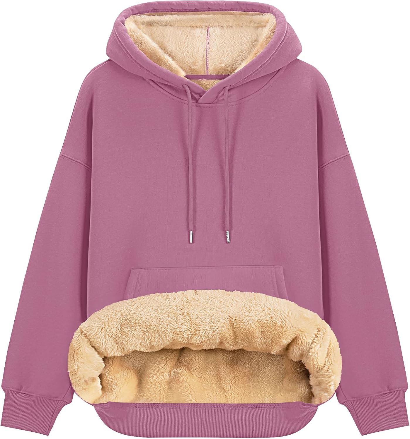Detalle de LOMON Women's Sherpa-Lined Hoodie, Cotton Shell