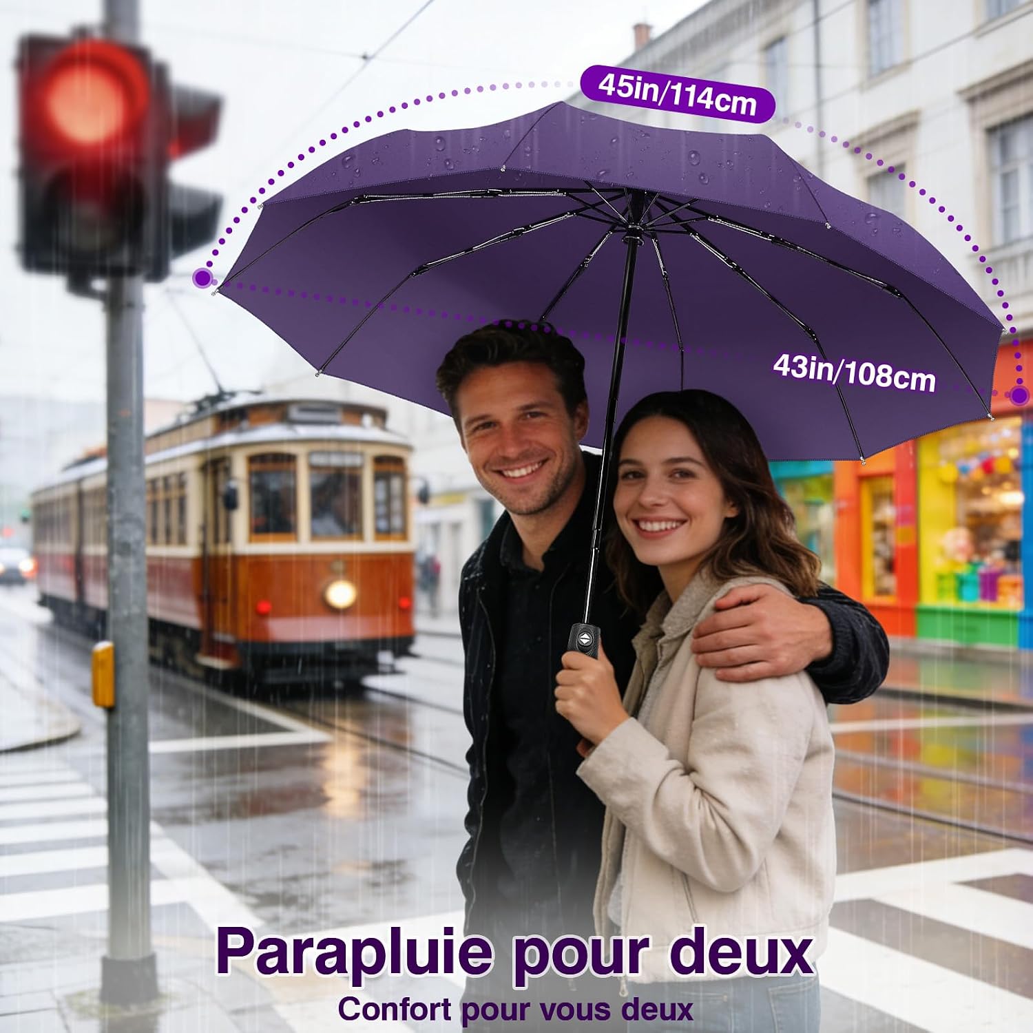 Detalle 2 de ZOMAKE Parapluie pliant compact anti-vent à ouverture automatique (mini noir)