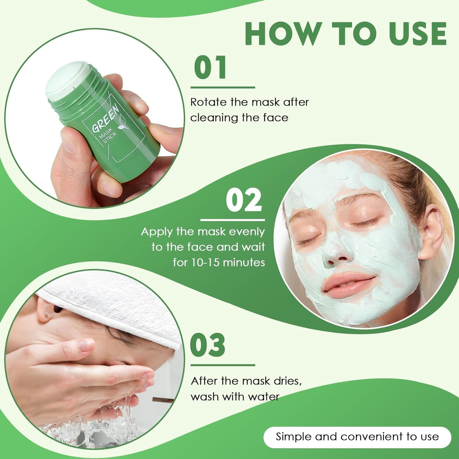 Thumbnail 5 de 2 Pezzi Maschere Viso al Tè Verde in Stick – Pulizia Profonda, Controllo Olio e Idratazione