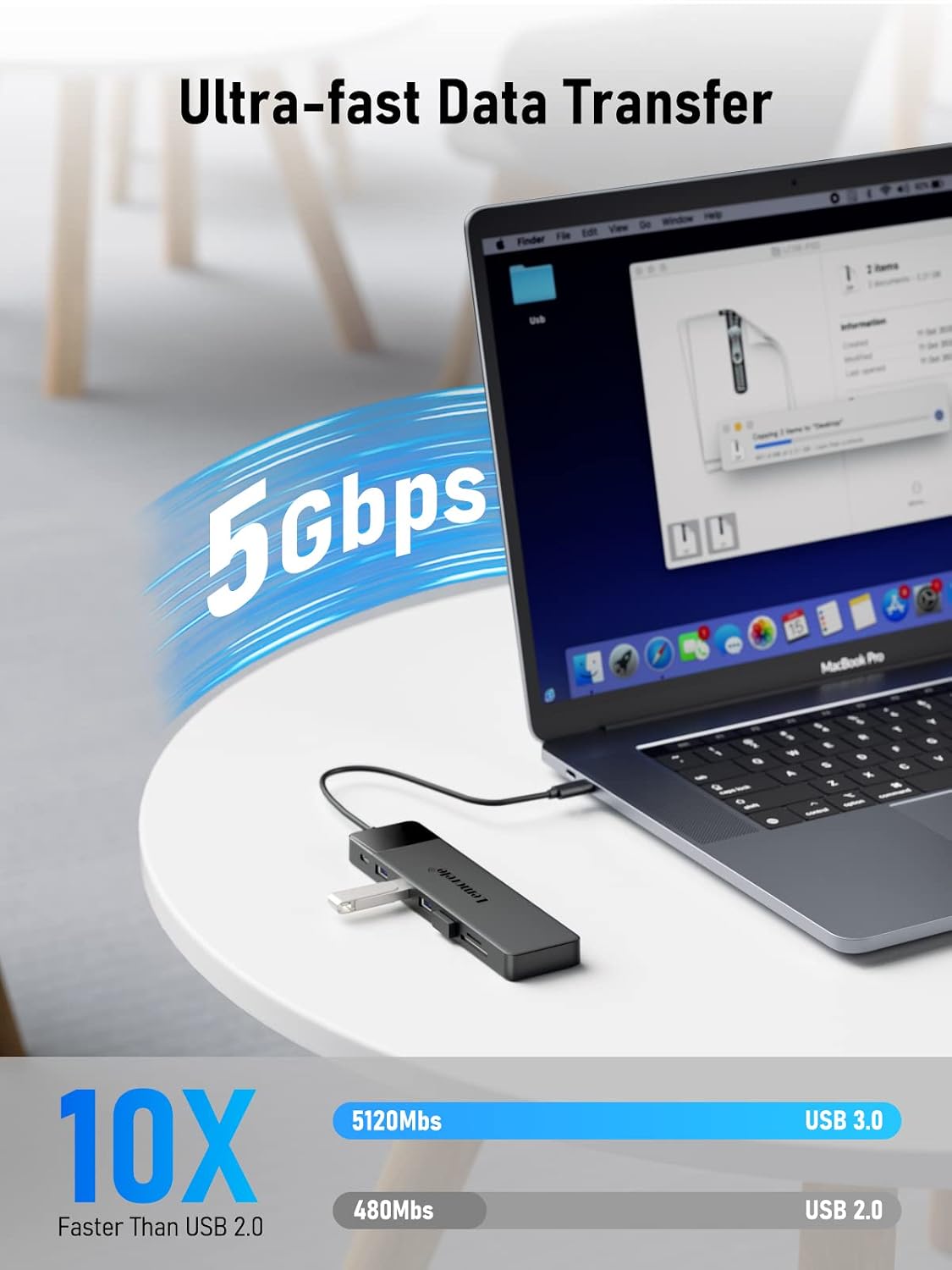 Detalle de Lemorele USB-C Hub 14-in-1 Docking Station: 3 Displays, 100W PD, SD/TF & Audio – kompatibel mit MacBook, Dell und Windows