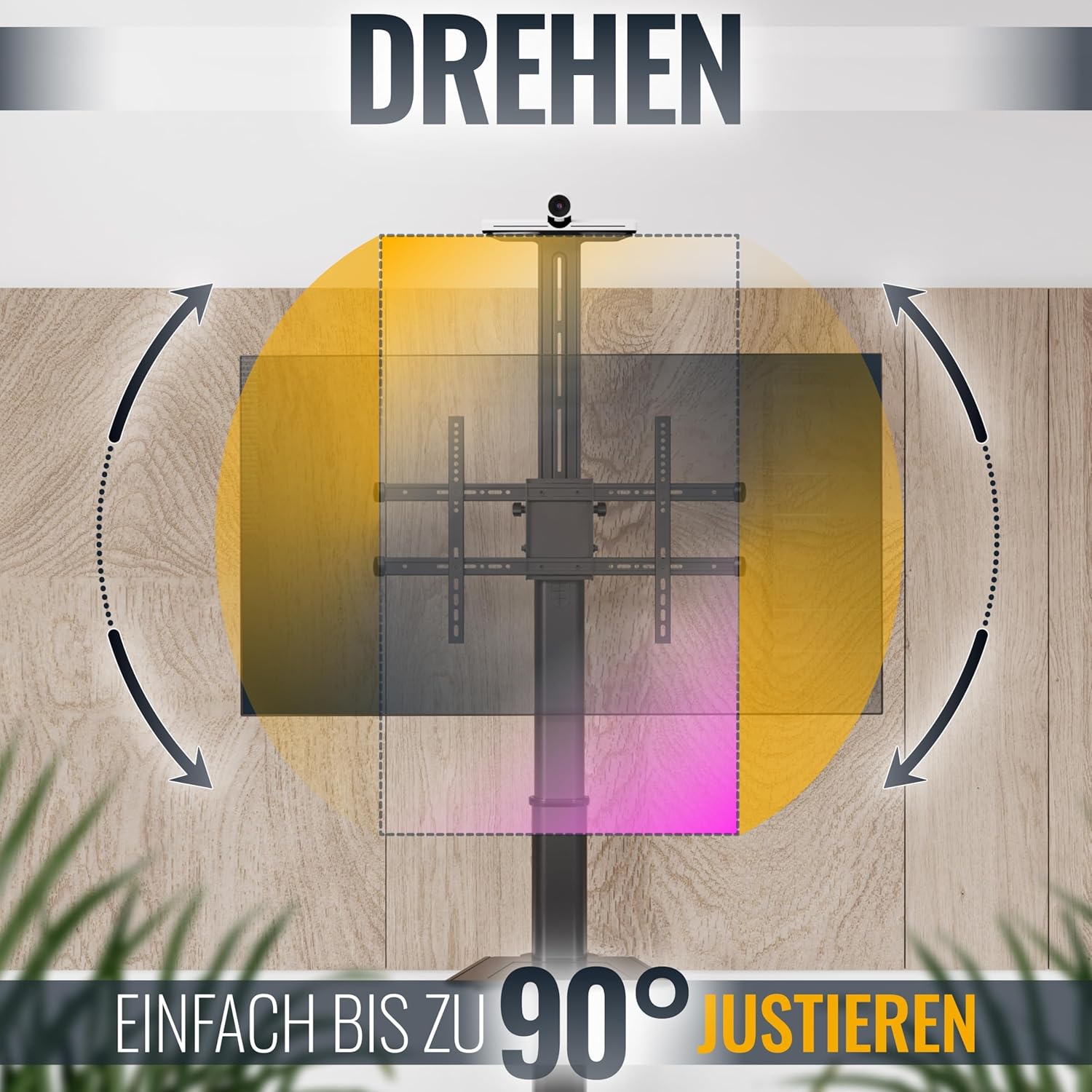 Detalle 2 de RICOO TV Ständer Rollbar FS0364 für 40–85 Zoll: höhenverstellbar, dreh- und neigbar (VESA bis 600x400)