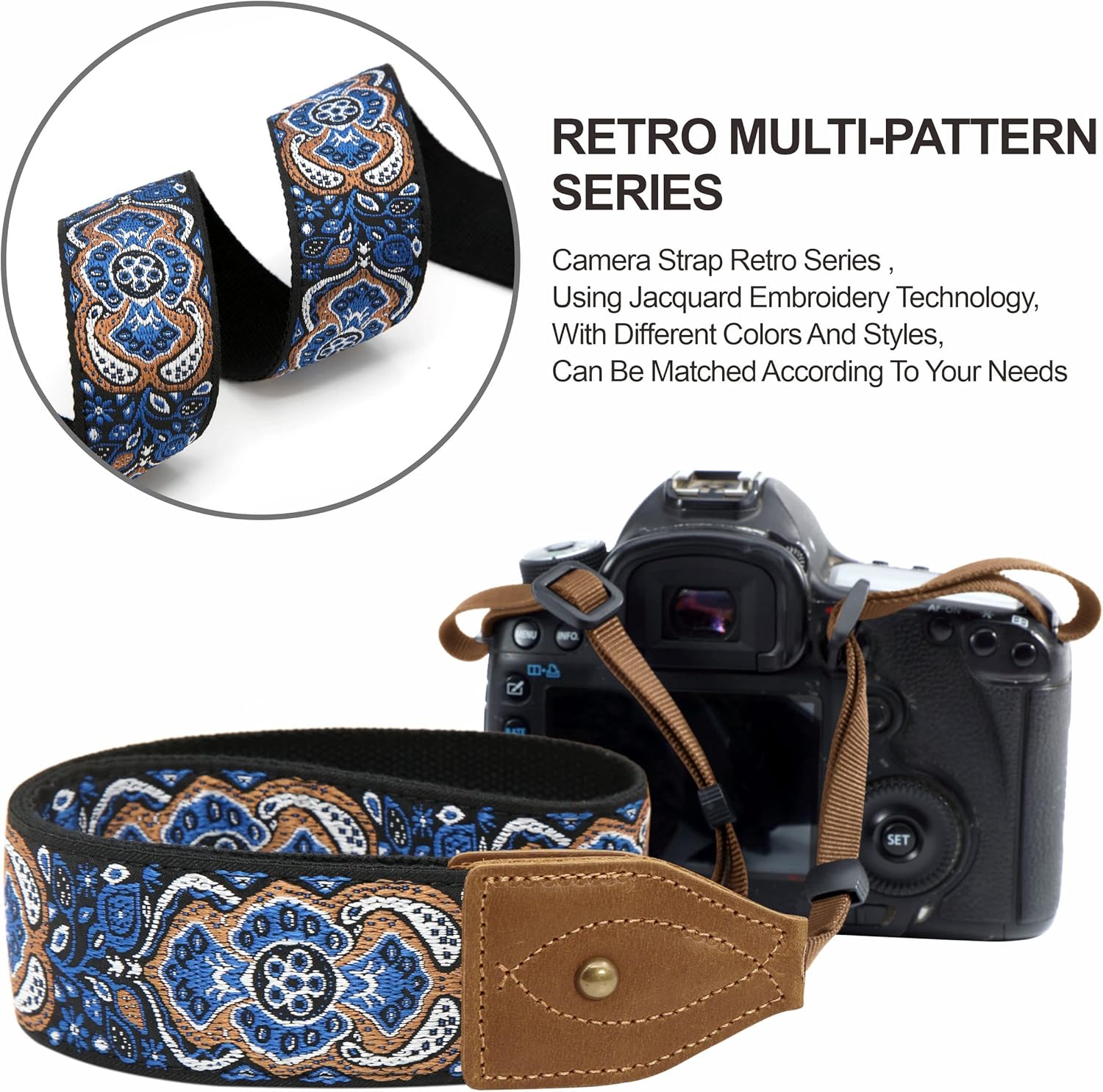 Detalle de Padwa Lifestyle 2" Wide Classic Crazy Horse Art Cowhide Head Camera Strap