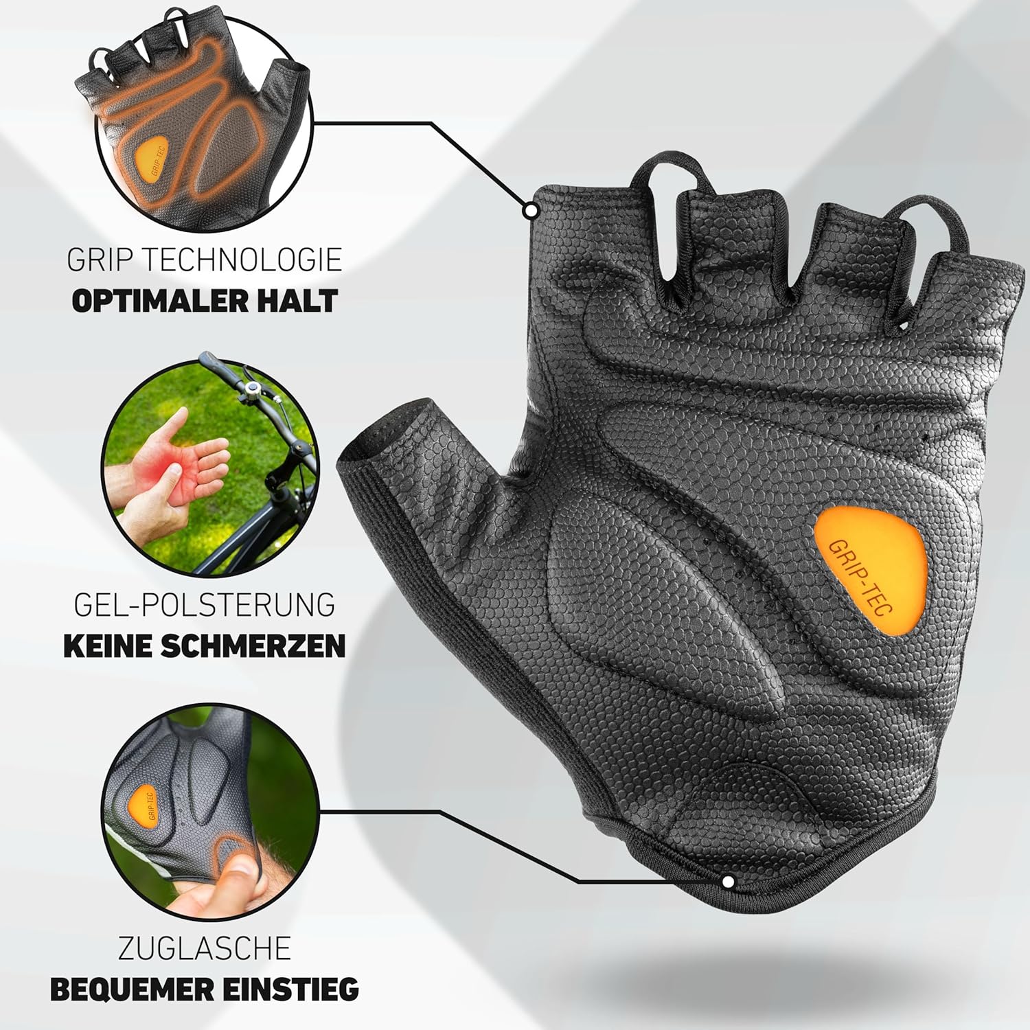Detalle de Valkental Gepolsterte Fahrradhandschuhe – weiche, atmungsaktive Kurzhandschuhe für MTB, Rennrad und Trekking