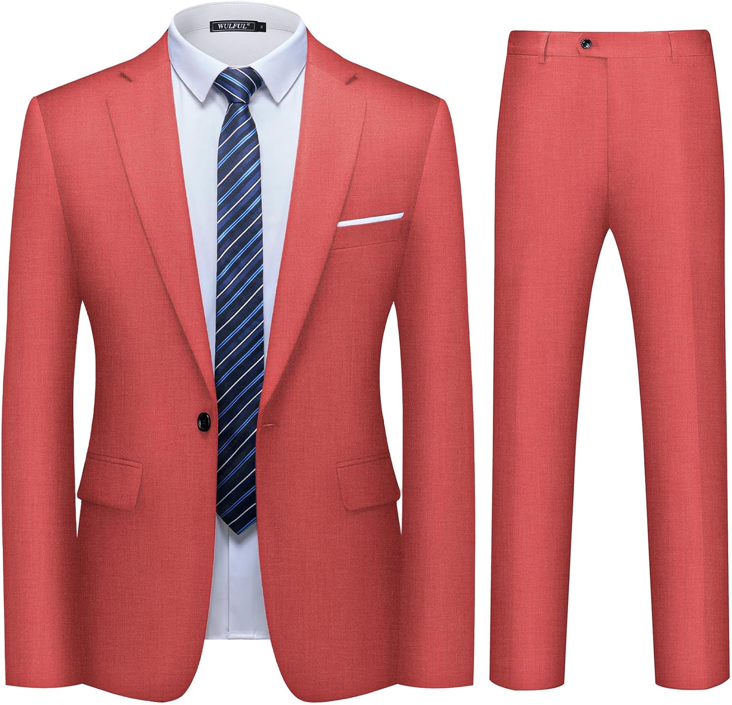 Thumbnail 6 de WULFUL Men’s 2-Piece Slim Fit Suit Set (One-Button Blazer Jacket + Pants) for Parties, Weddings & Business