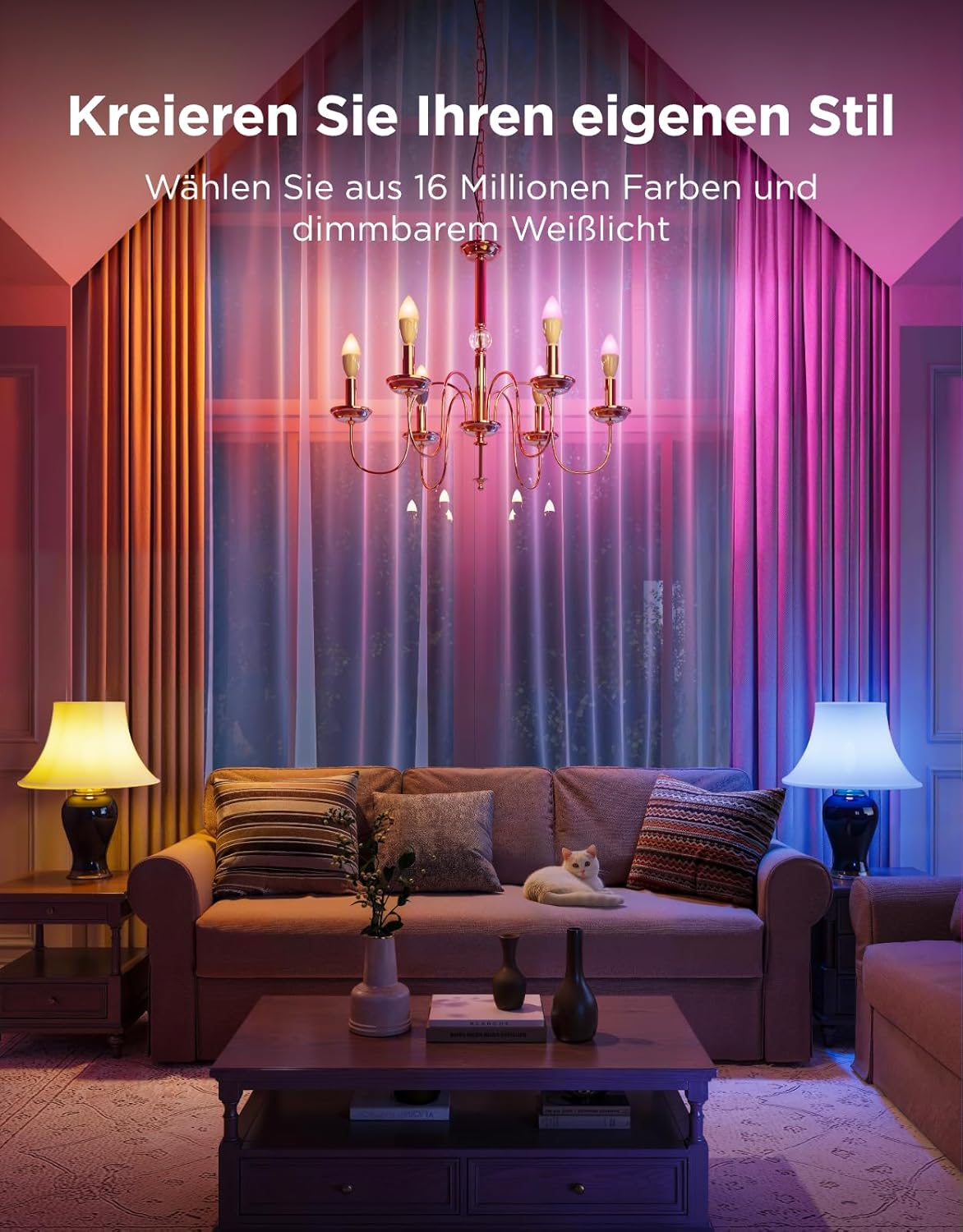 Detalle de Govee Smarte Glühbirne E14 RGBWW - 450 lm, 2700–6500 K, kompatibel mit Matter, Alexa, Google Assistant und SmartThings