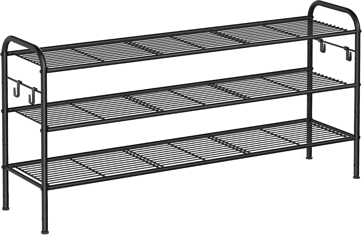 Detalle de SONGMICS skoställ i stål med 3 justerbara hyllplan och sidokrokar