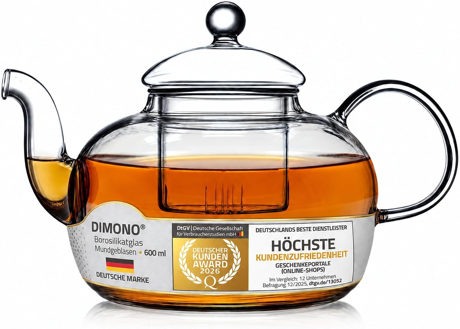 Detalle de DIMONO 1 – szklany dzbanek do herbaty 600 ml z sitkiem, ze szkła borokrzemianowego