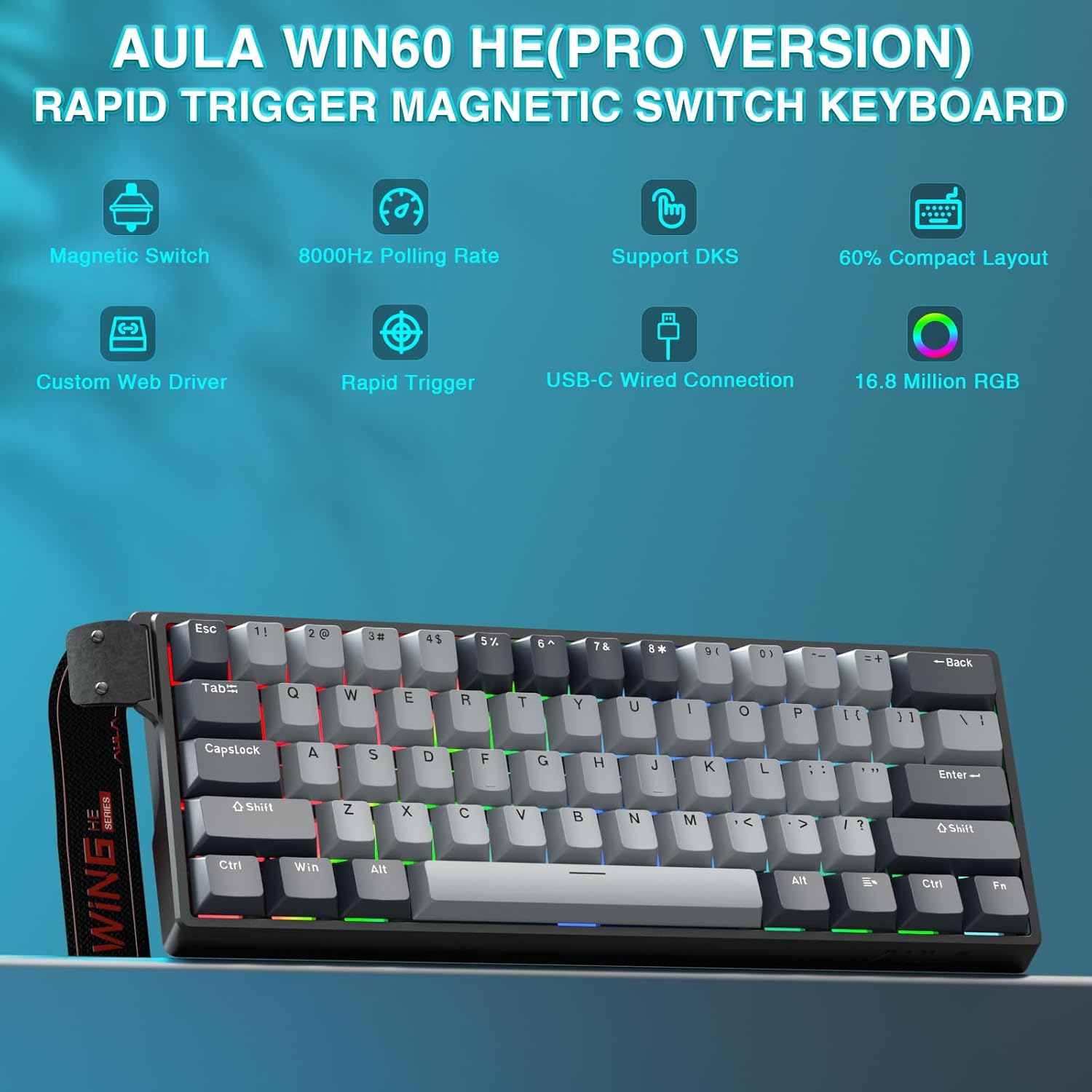 Thumbnail 1 de AULA WIN60HE PRO mechanische Gaming Tastatur 8000Hz ⌨